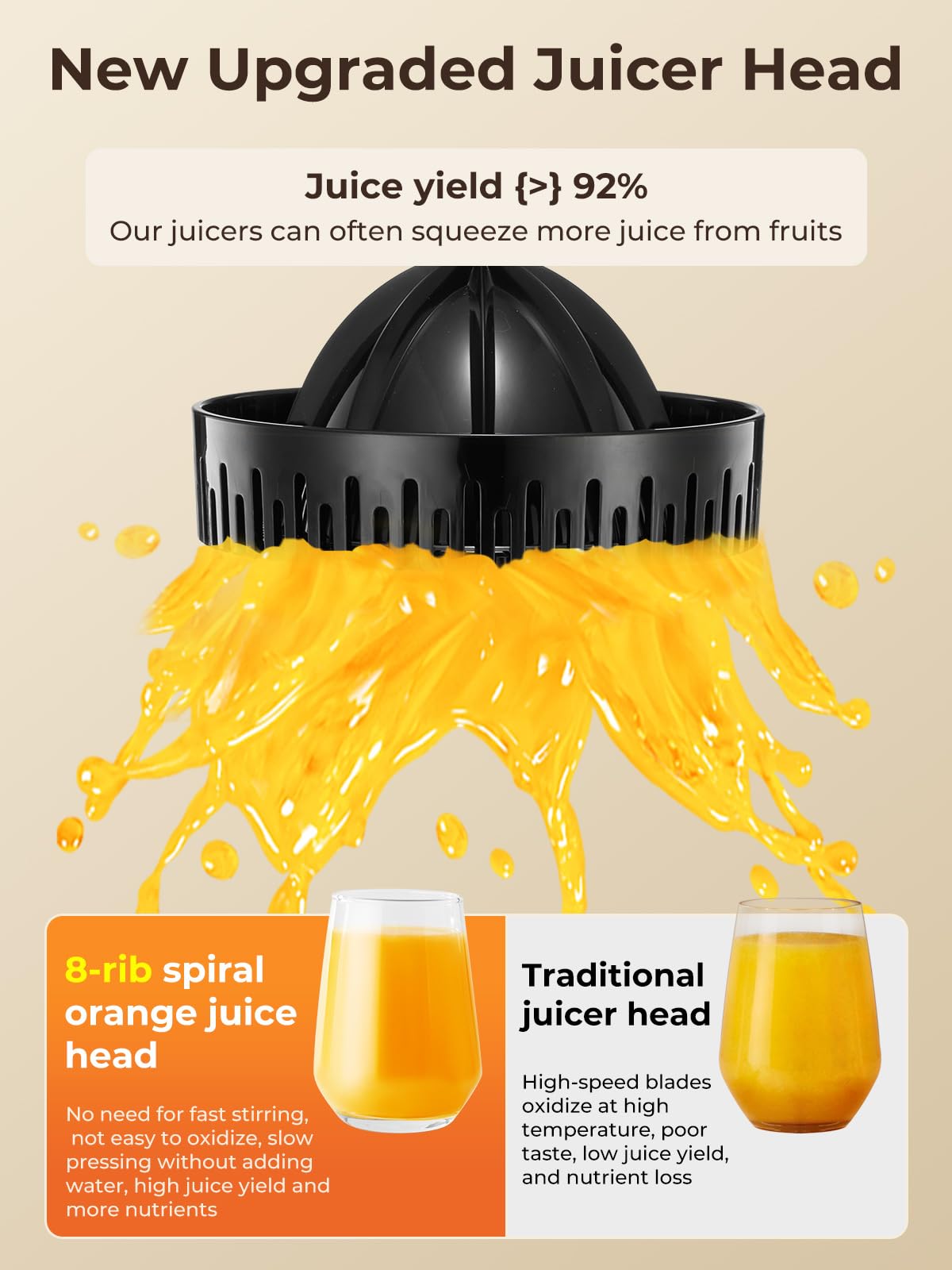 FOHERE Electric Citrus Juicer - Automatic Orange/Lemon Squeezer with Power Cord, One-Touch Operation, Easy to Clean, Portable Fruit Juicer for Home & Kitchen (Silver) - Perfect for Fresh Juice, Cocktails, and Healthy Breakfasts