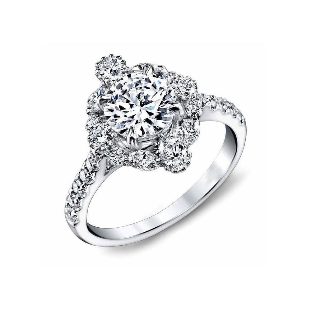 925 Sterling Silver White Gold Plated Vintage Engagement Ring - 2.5 Ct Round Cut White Diamond Halo Wedding Ring for Women & Girls | Perfect for Proposals, Anniversaries & Special Occasions