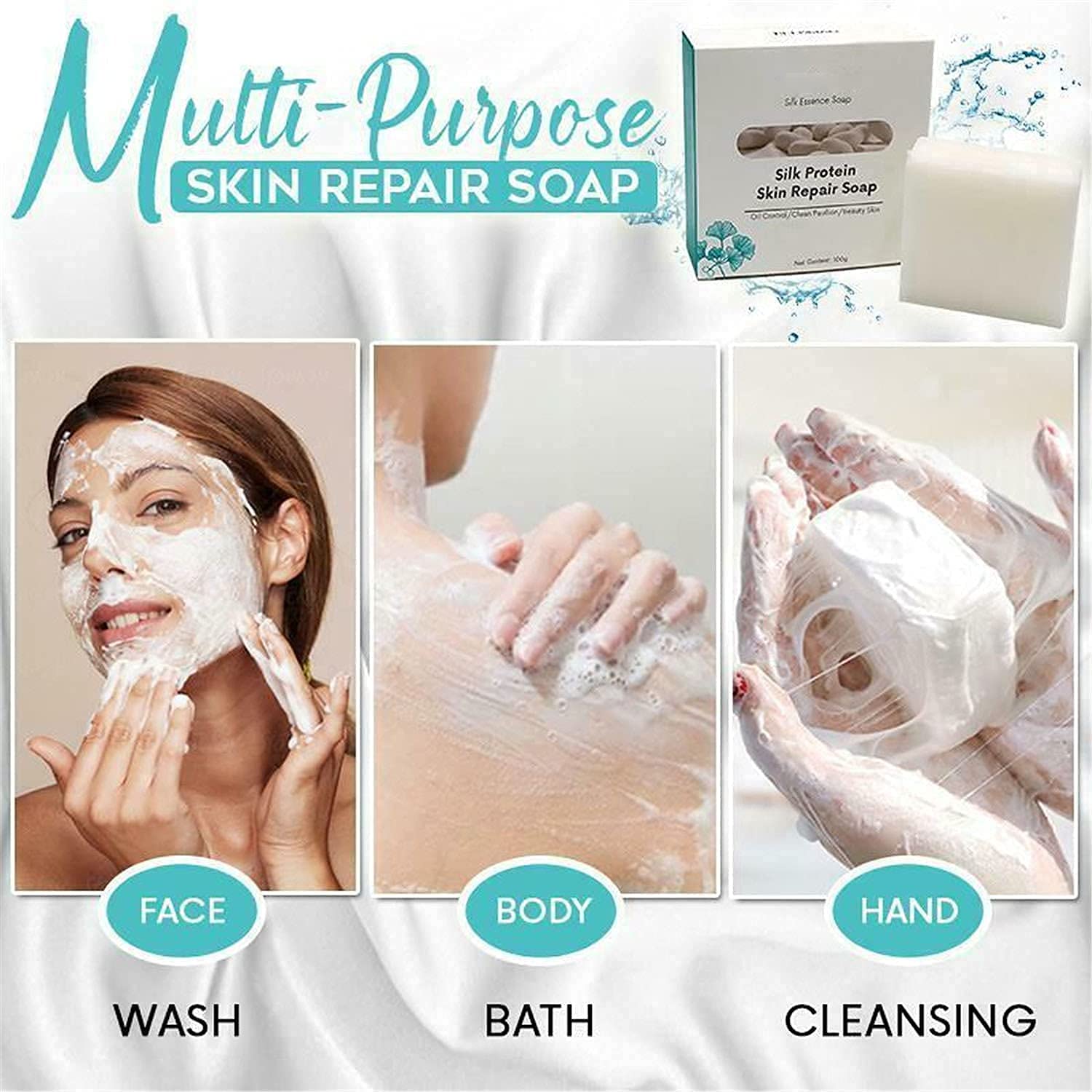 Organic Goat Milk Soap with Silk Protein - Skin Repair, Brightening & Oil Control Facial Cleanser - Gentle Exfoliating Bar for Face & Body (2 Pack) - Perfect for Sensitive, Dry & Acne-Prone Skin - Ideal for Daily Skincare Routine & Spa Treatments