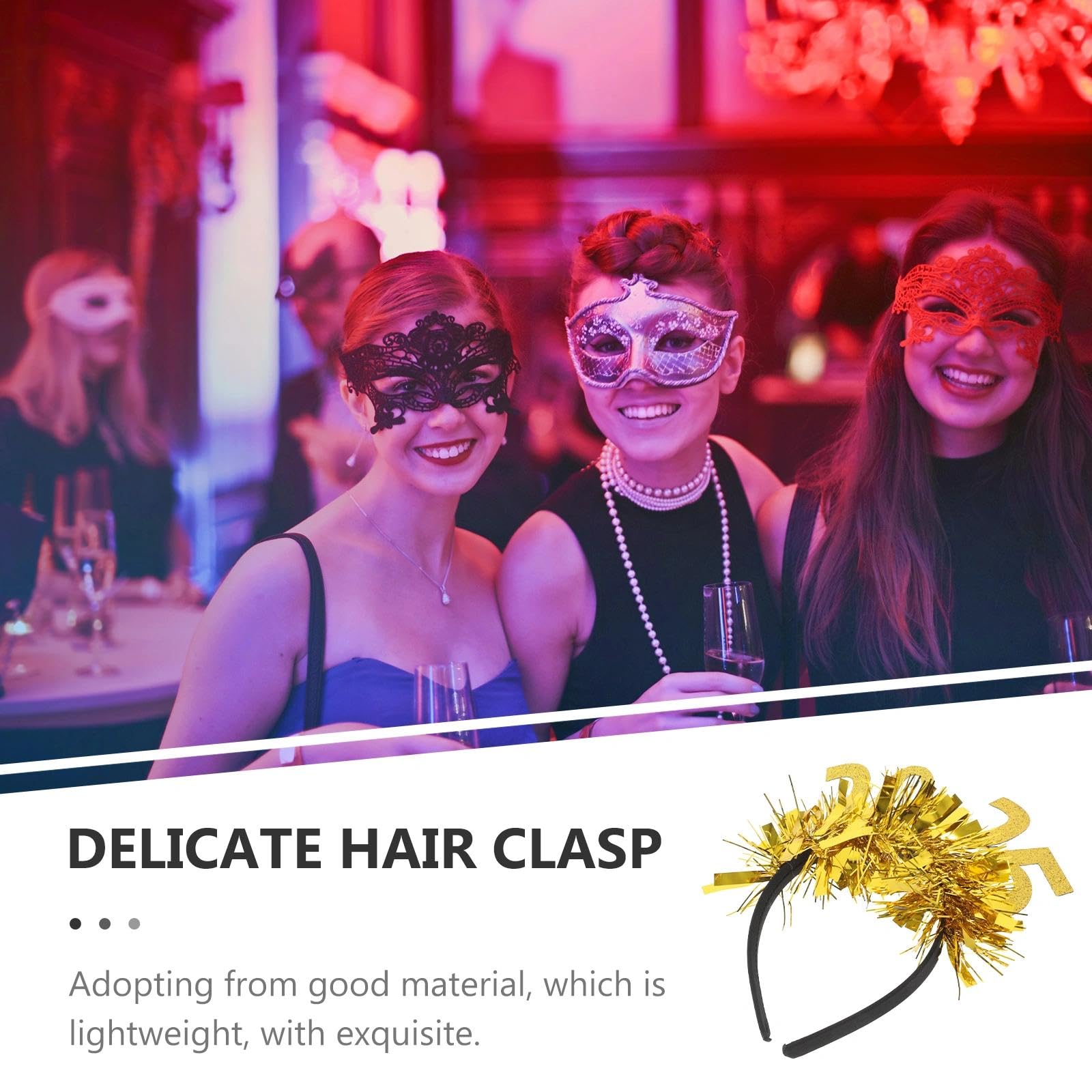 LUOZZY 6Pcs 2025 New Year Headbands - Glitter Star Sequin Hair Hoops Tiara for NYE Party (Gold & Silver) | Perfect for New Year's Eve Celebrations, Countdown Parties & Festive Gatherings