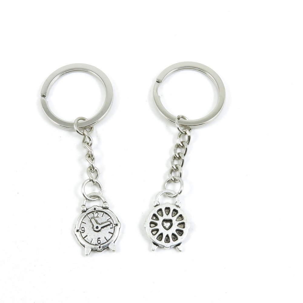 Fashion Jewelry Keychain Set - Bulk Wholesale Key Rings for Car Keys, Door Keys & Key Tags - Durable Metal Keychain with Alarm Clock (O2GY6) - Perfect for Home, Office, Travel & Gift Giving