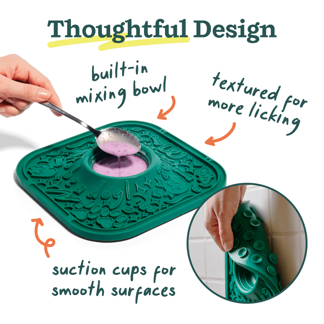 LickMat Lavender Lick Mat for Dogs - Non-Slip Suction Cup Base with Built-in Bowl | Perfect for Dog Anxiety Relief, Slow Feeding & Treat Dispensing | Great for Grooming, Mealtime & Calming Pets