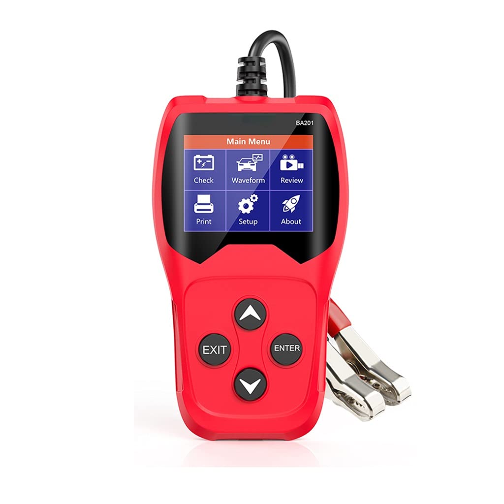 TWDYC BA201 12V Car Battery Tester - Analyzes 220Ah & 2000CCA Batteries, Voltage/Load Testing, Quick Cranking & Charging Diagnostic Tool (Red) - Perfect for Auto Shops, Roadside Assistance & DIY Car Maintenance