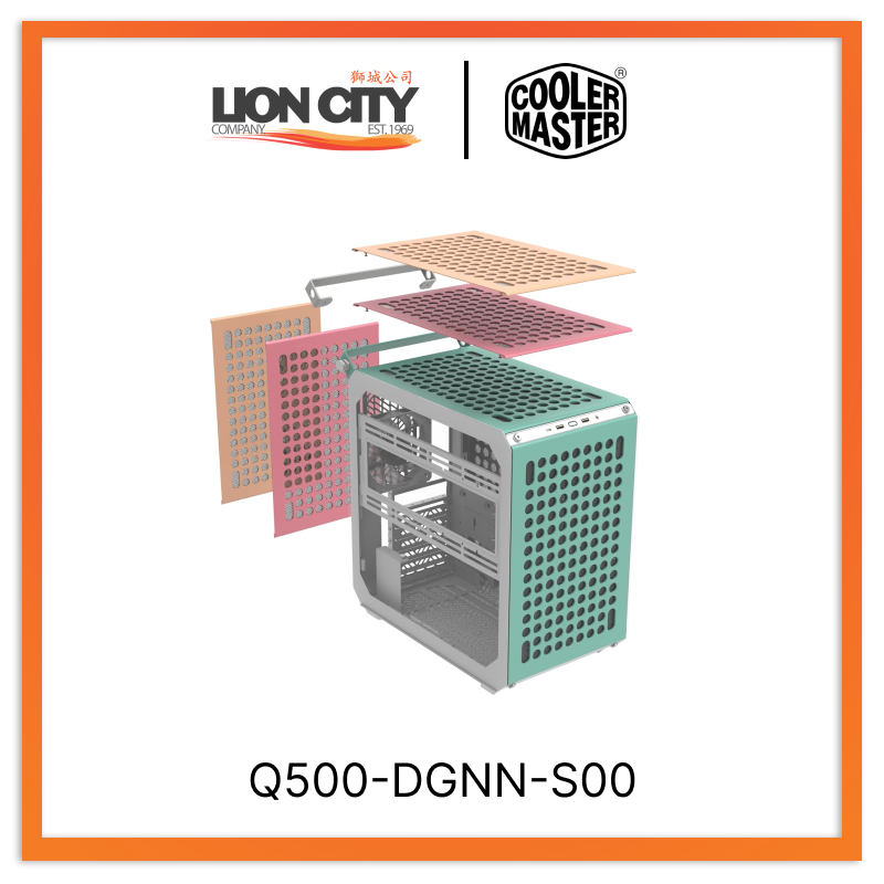 Cooler Master Q500 DGNN S00 Cm Qube 500 ATX Mid Tower PC Case with Tempered Glass Side Panel & Flat Pack Design - Perfect for Gaming Rigs, Workstations, and Custom PC Builds