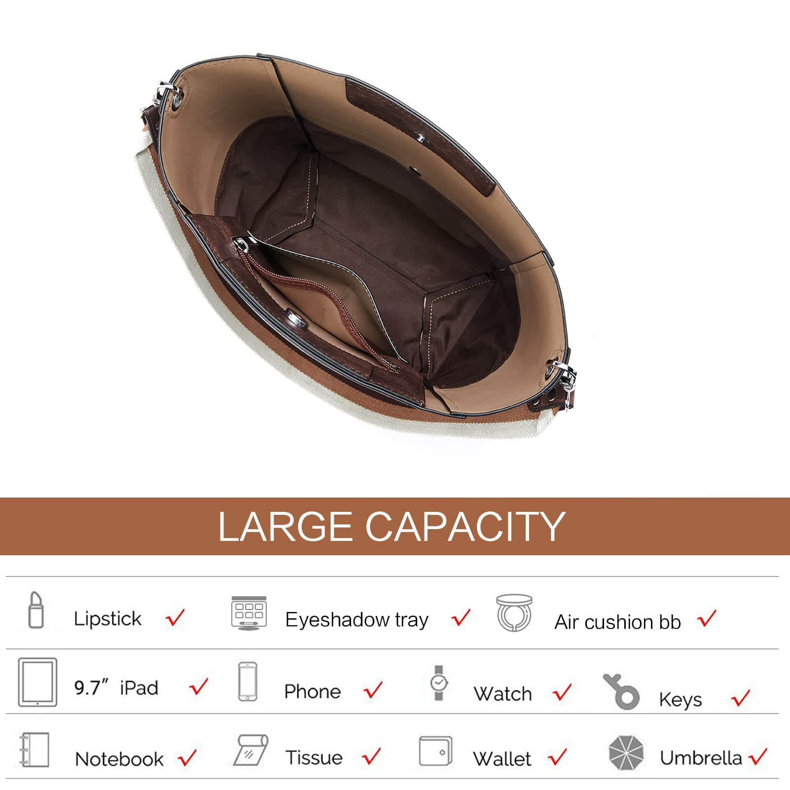 BROMEN Leather Hobo Handbag for Women - Crossbody Purse for Daily Use