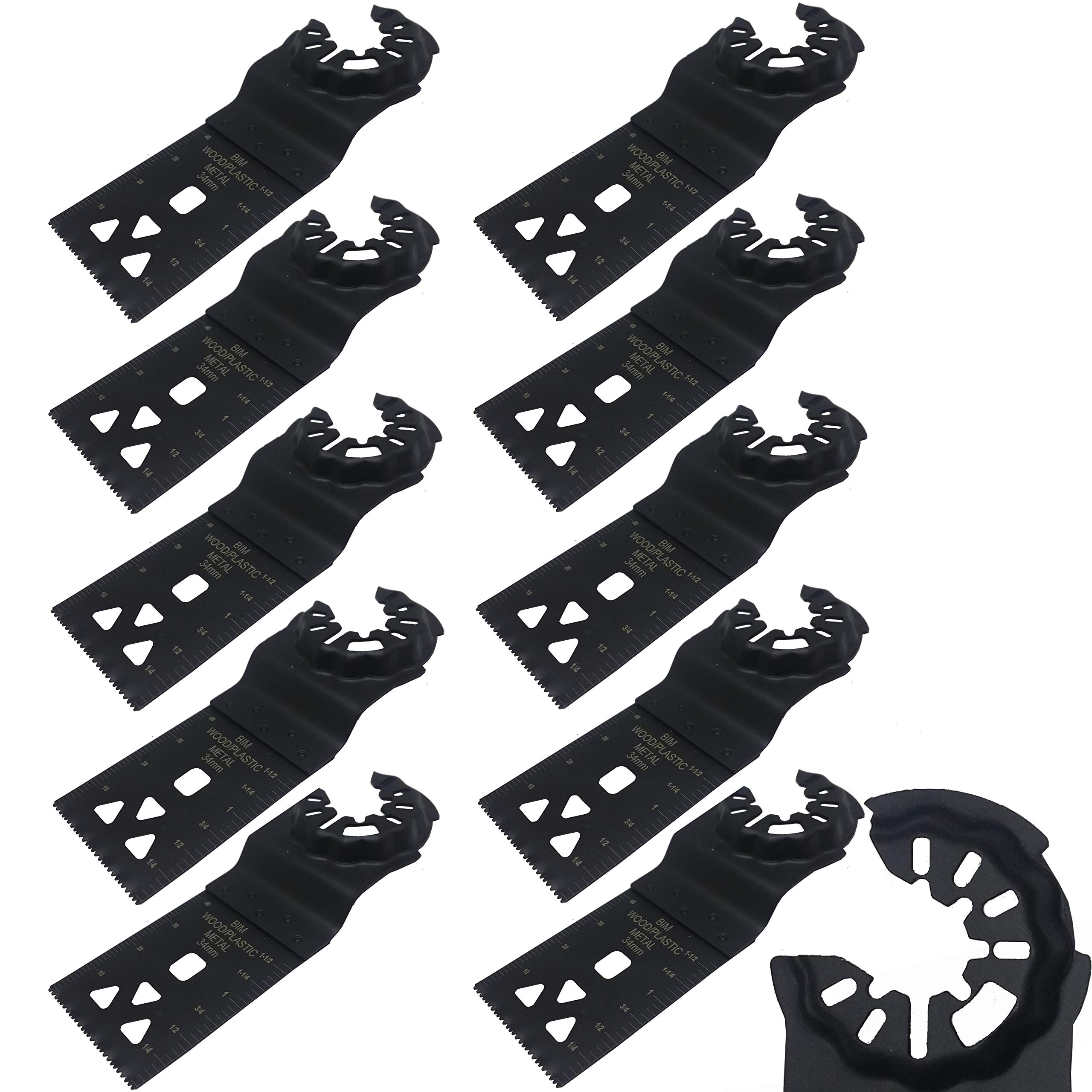 Premium MTP TM-10 Bi-Metal & Fine Wood Oscillating Saw Blades - Starlock Plus/Max Quick Release, Universal Fit for Bosch GOP 12V-28N, 350QSL, Q-Star & Fein Multimaster (2-Pack) - Perfect for Woodworking, Flooring & DIY Home Renovation Projects