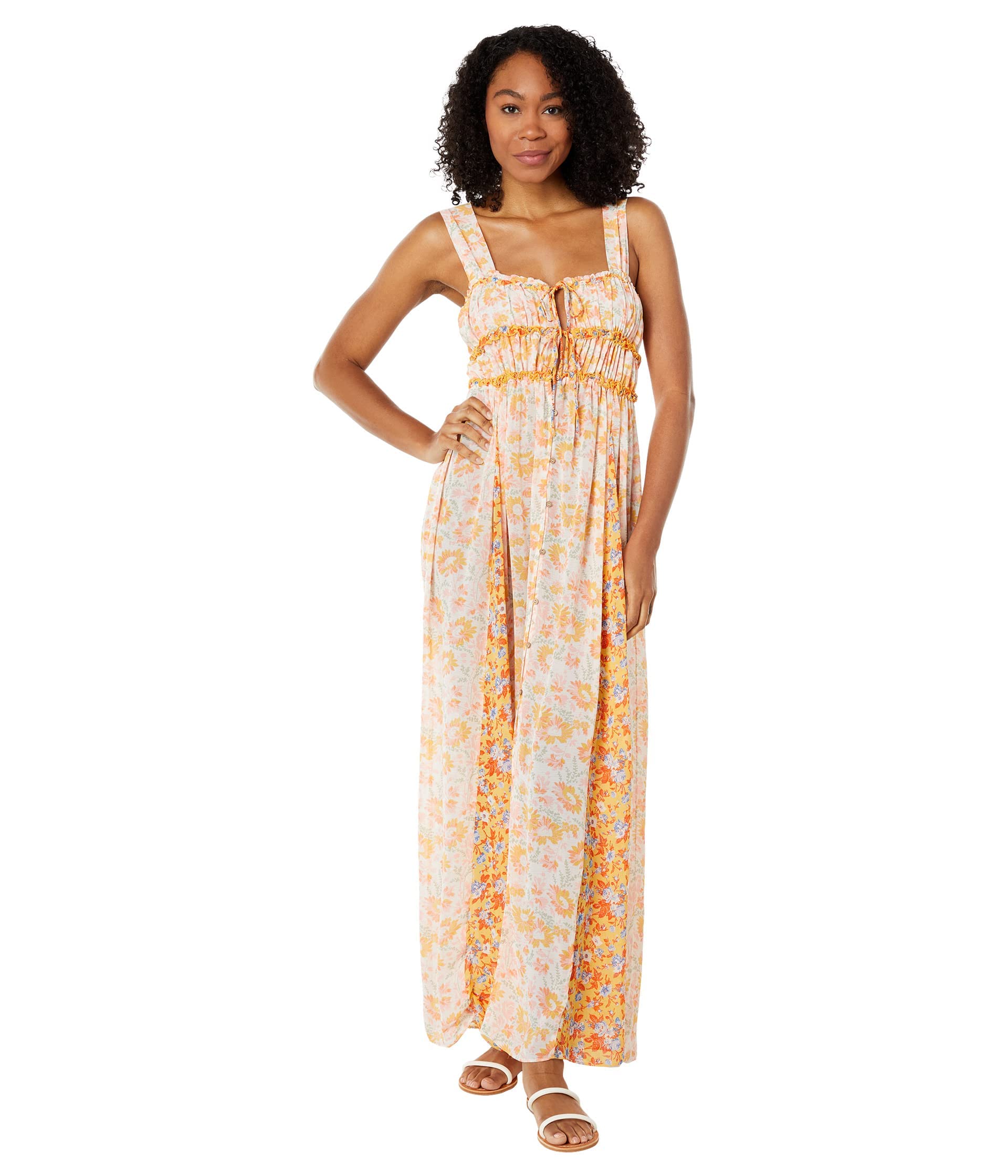 Free People Dance with Me Printed Maxi Dress - Boho Floral Long Dress for Women, Perfect for Beach Vacations, Music Festivals & Summer Parties