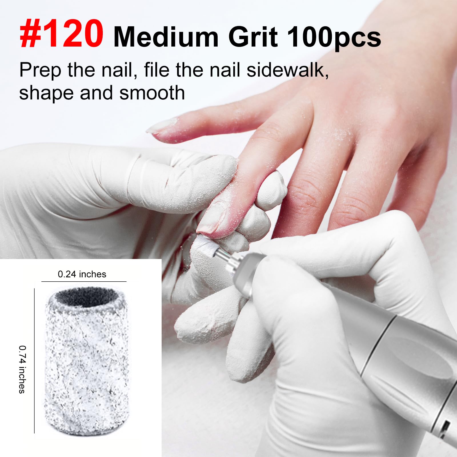 300Pcs Sanding Bands for Nail Drill - Professional Grits #80 #150 #240 Electric File Nail Sanders with 3/32