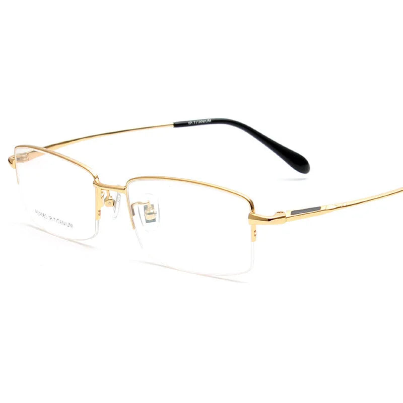 Brightzone Unisex Semi-Rim Square Titanium Eyeglasses 71201 - Lightweight Durable Frame for Work, Reading & Fashion | Blue Light Blocking Glasses for Computer Use & Daily Wear