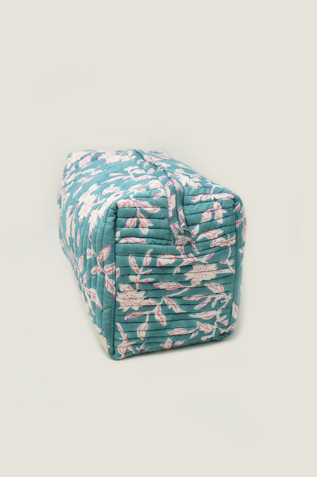 Japanese Flower Sea Green Medium Block Print Wash Bag - Travel Laundry Organizer for Gym, Beach & Camping