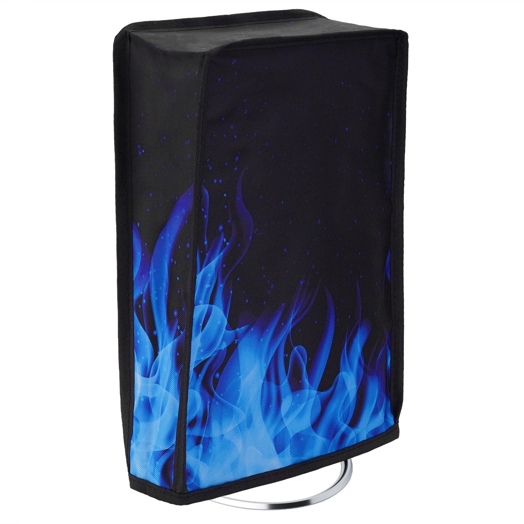 PlayVital Vertical Dust Cover for PS5 Slim Digital Edition (New Smaller Design) - Nylon Dust Proof & Waterproof Protector Sleeve for PS5 Slim Console - Blue Flame - Perfect for Gaming Setup & Console Protection