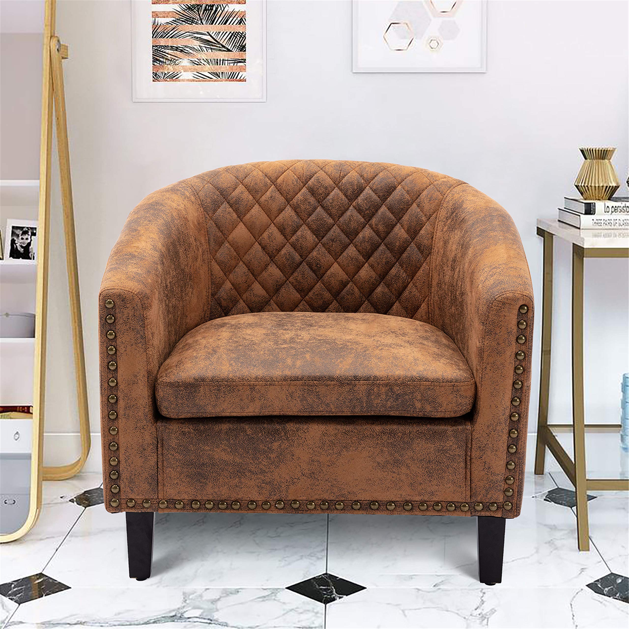 Modern Accent Arm Chair - Single Sofa Living Room Chair with Solid Wood Legs, Comfortable Reading Chair for Bedroom, Lounge & Home Office - Perfect for Relaxing, Reading & Decorating Your Space