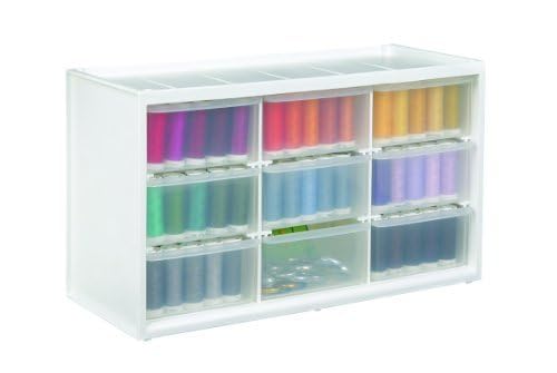 ArtBin 6809PC 9-Drawer Plastic Storage Cabinet for Sewing & Craft Supplies - White with Clear Drawers - Perfect for Organizing Thread, Beads, Buttons & DIY Craft Materials at Home or Studio