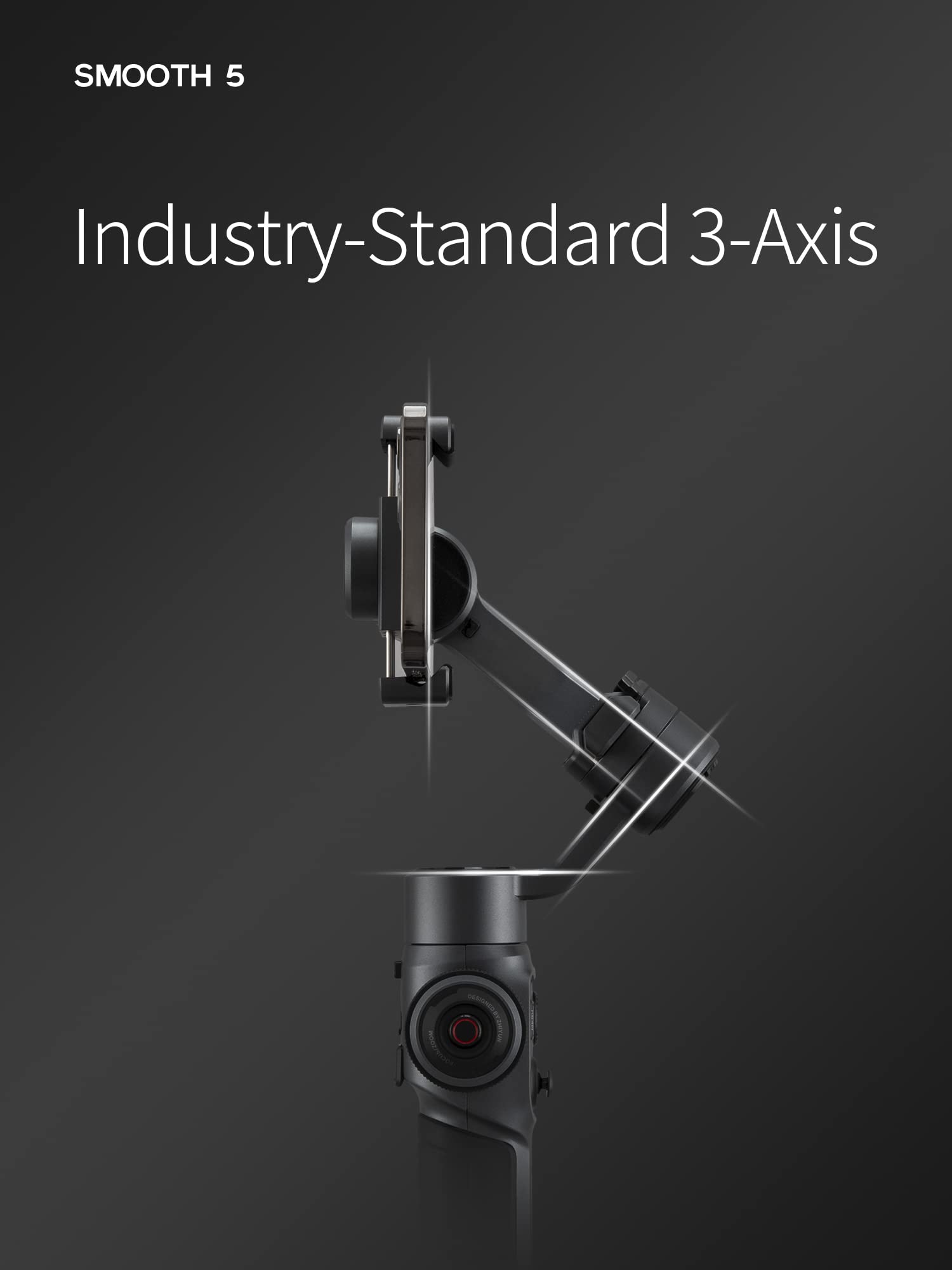 Zhiyun Smooth 5 3-Axis Smartphone Gimbal Stabilizer for iPhone 13 Pro Max/12/11/XS/X/XR/8/7/6 Plus & Android Phones - Handheld Vlogging Stabilizer for YouTube, TikTok Videos - Perfect for Travel Vlogging, Live Streaming & Social Media Content Creation