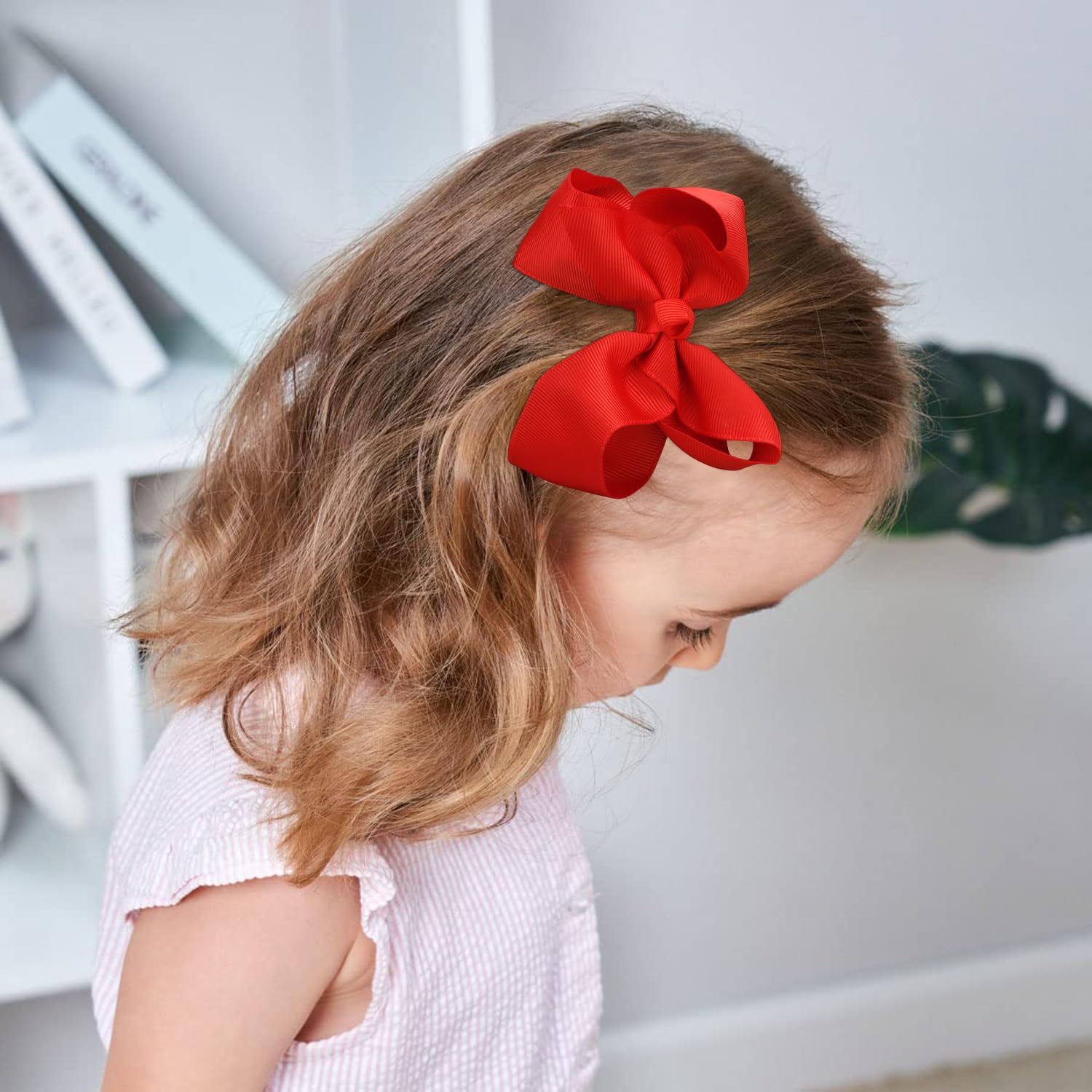 6PCS Handmade Grosgrain Ribbon Hair Bows with Alligator Clips - Red Hair Accessories for Girls, Toddlers & Kids | Perfect for Christmas Gifts, Birthday Parties, School Events & Daily Hair Styling