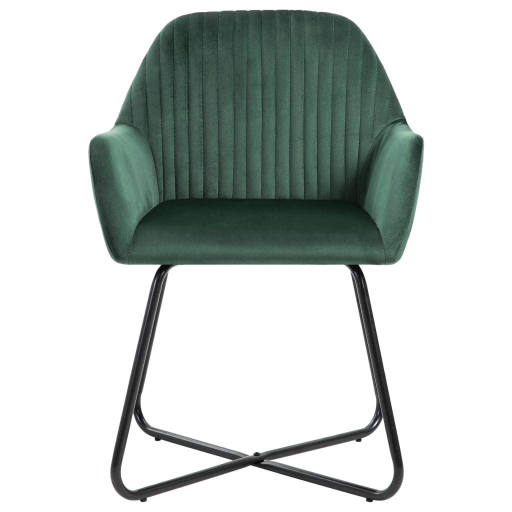 FAMIROSA Modern Dining Chairs Set of 2 - Green Velvet Upholstered Armchairs with Soft Fabric Seat & Sturdy Steel Frame - 24