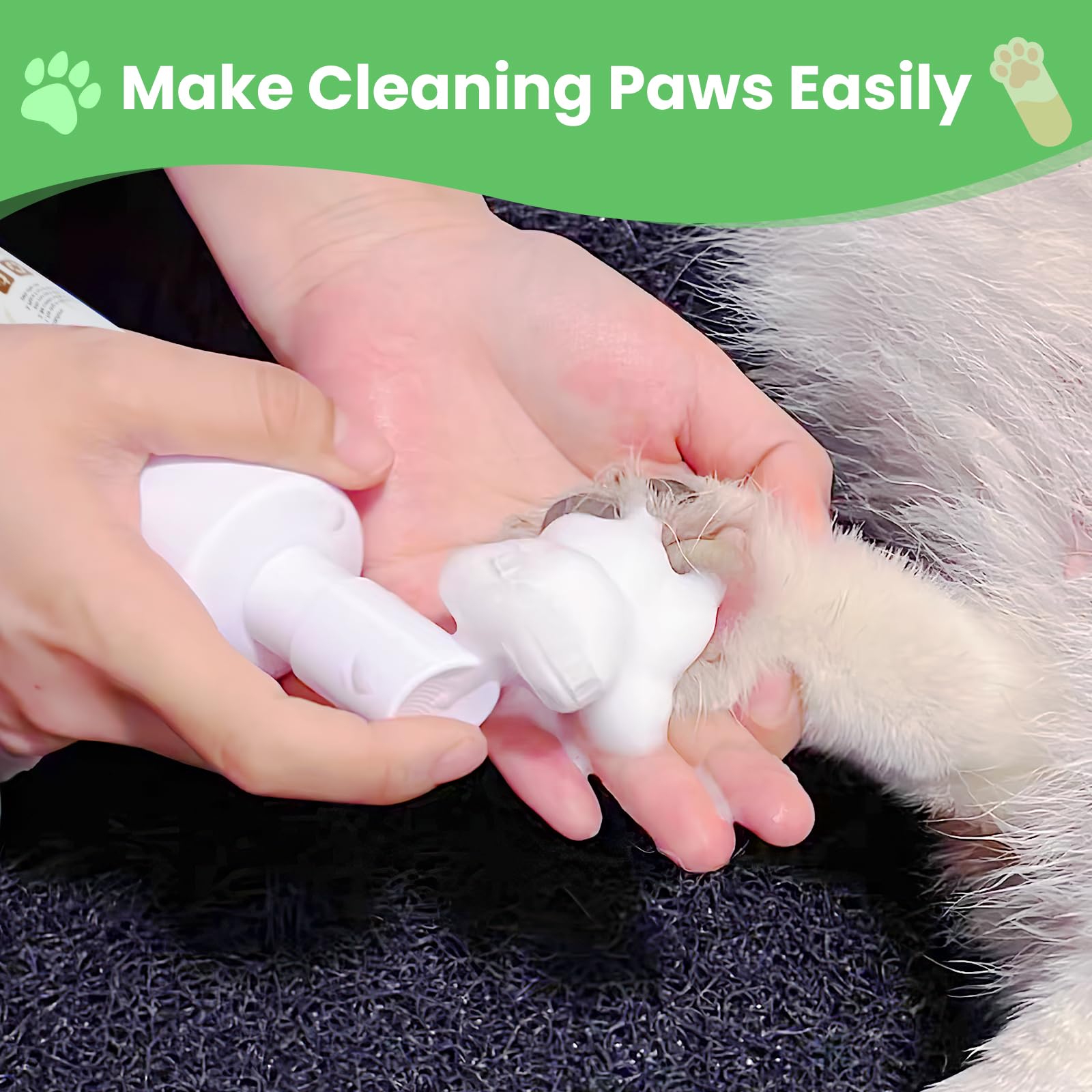 Tinioey No-Rinse Foaming Dog Paw Cleaner (5 fl oz) - Gentle Dandelion Pet Shampoo for Dirty Paws | Quick & Easy Paw Cleaning Solution for Dogs After Walks, Hiking & Outdoor Play