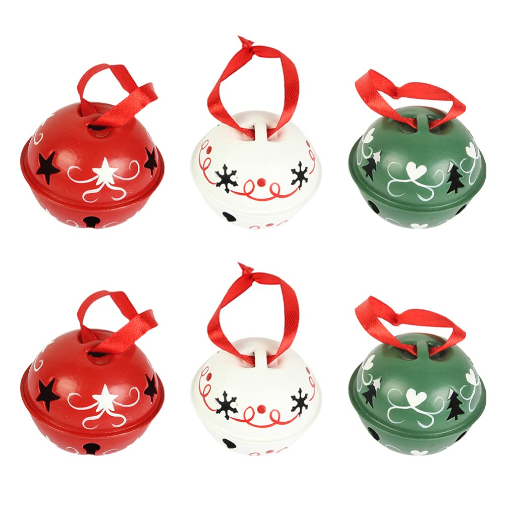 6-Piece Christmas Bells Decor Set - Hanging Iron Bells for Holiday Party, Home, Store & Street Decorations - Elegant Xmas Ornaments for Tree, Door & Festive Scenes