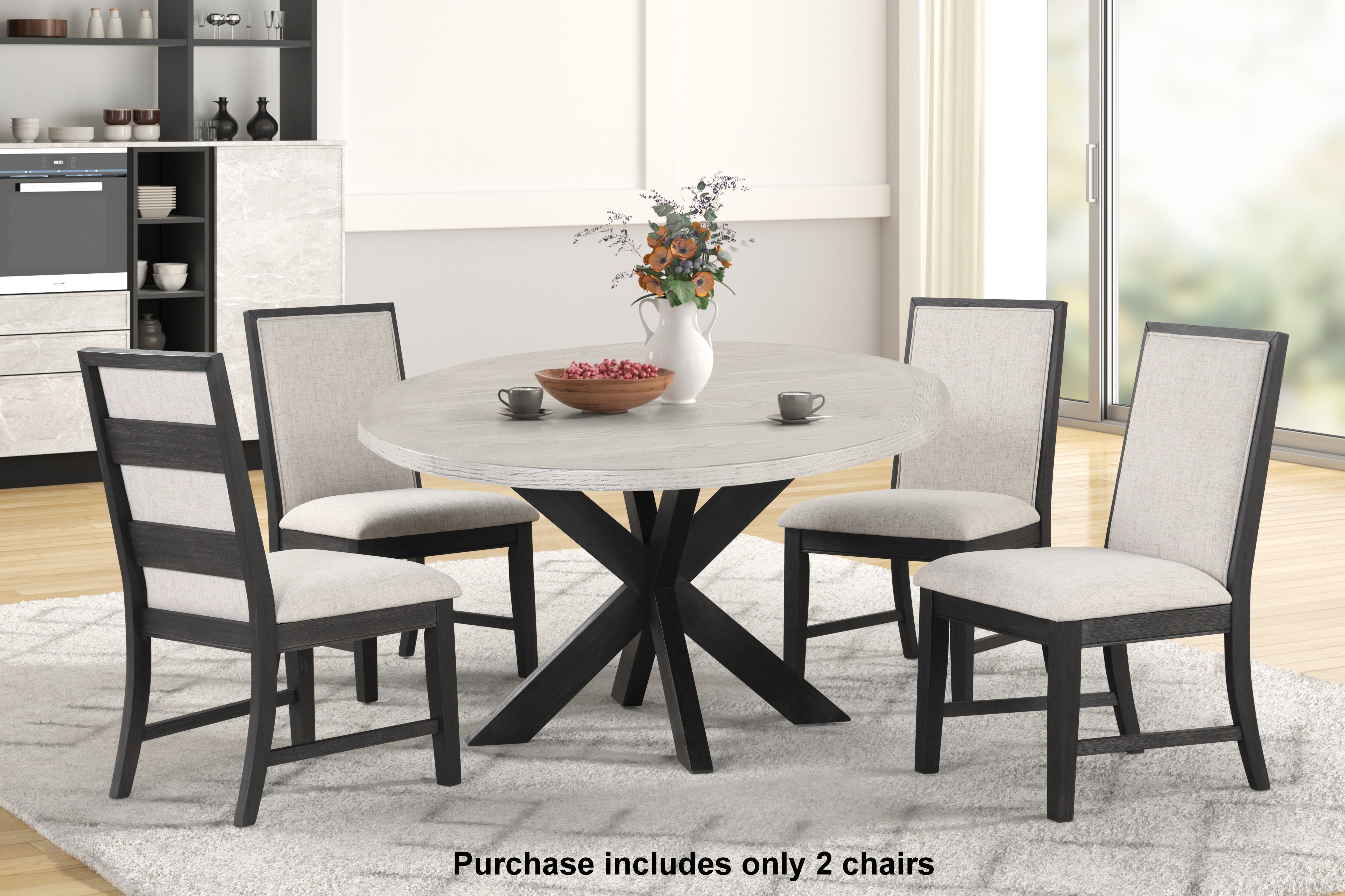 Roundhill Furniture Modern Upholstered Dining Chairs - Gray Set of 2 - Comfortable Contemporary Kitchen & Dining Room Chairs for Home Decor