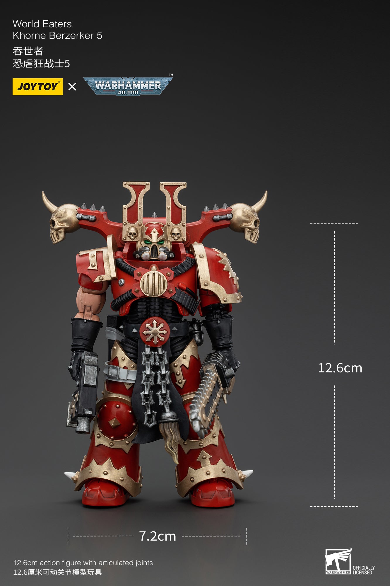 JOYTOY 1/18 Scale Warhammer 40K World Eaters Khorne Berzerker Action Figure - Collectible Miniature for Tabletop Gaming & Display