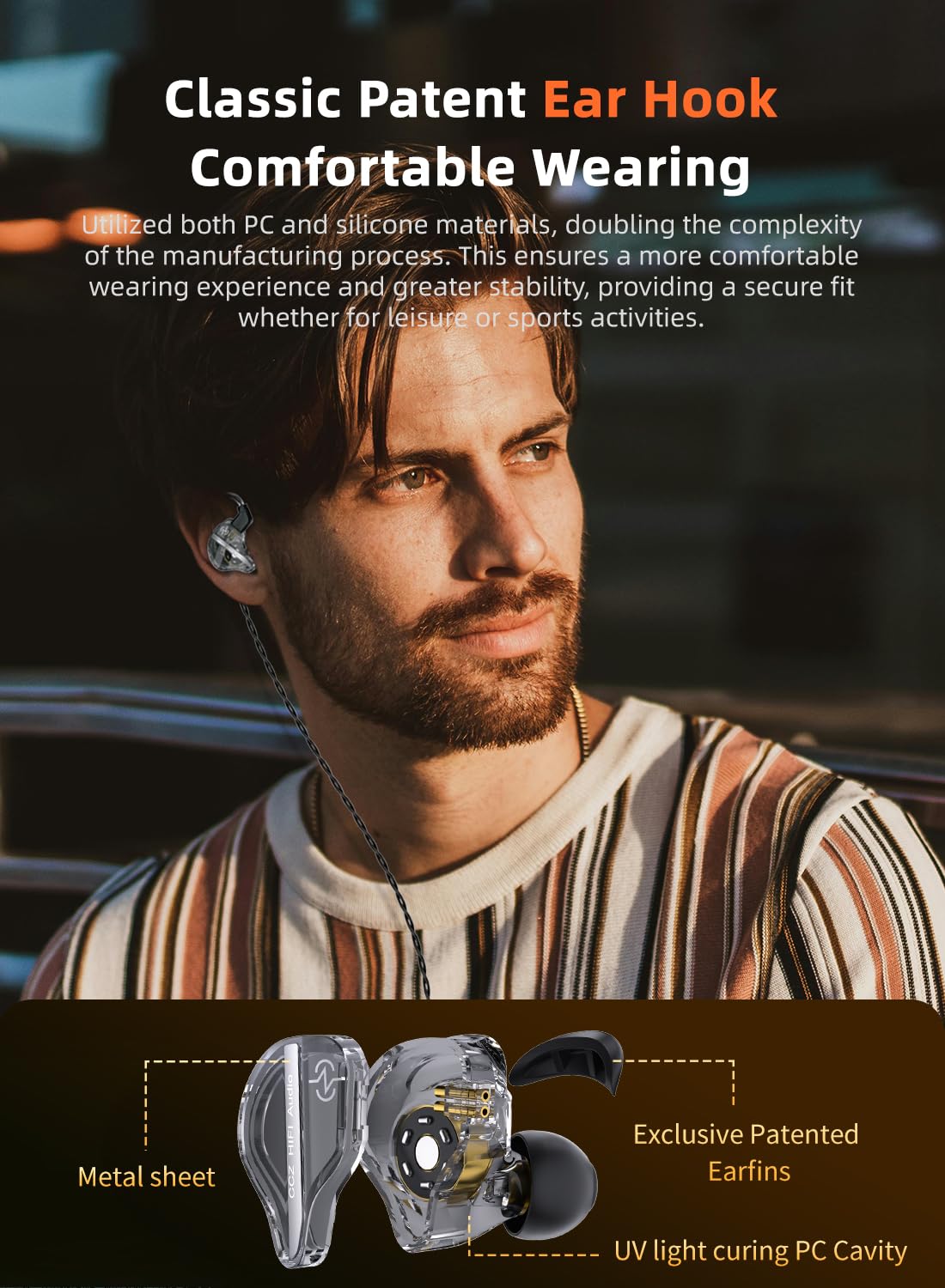Yinyoo CCZ DC01 PRO Gaming Earbuds - Wired In-Ear Monitor Headphones with Shocking Bass, V-Shape Tuning & Detachable Cable | Professional Gaming, Music Production & Studio Monitoring | Perfect for Gamers, Musicians & Audiophiles