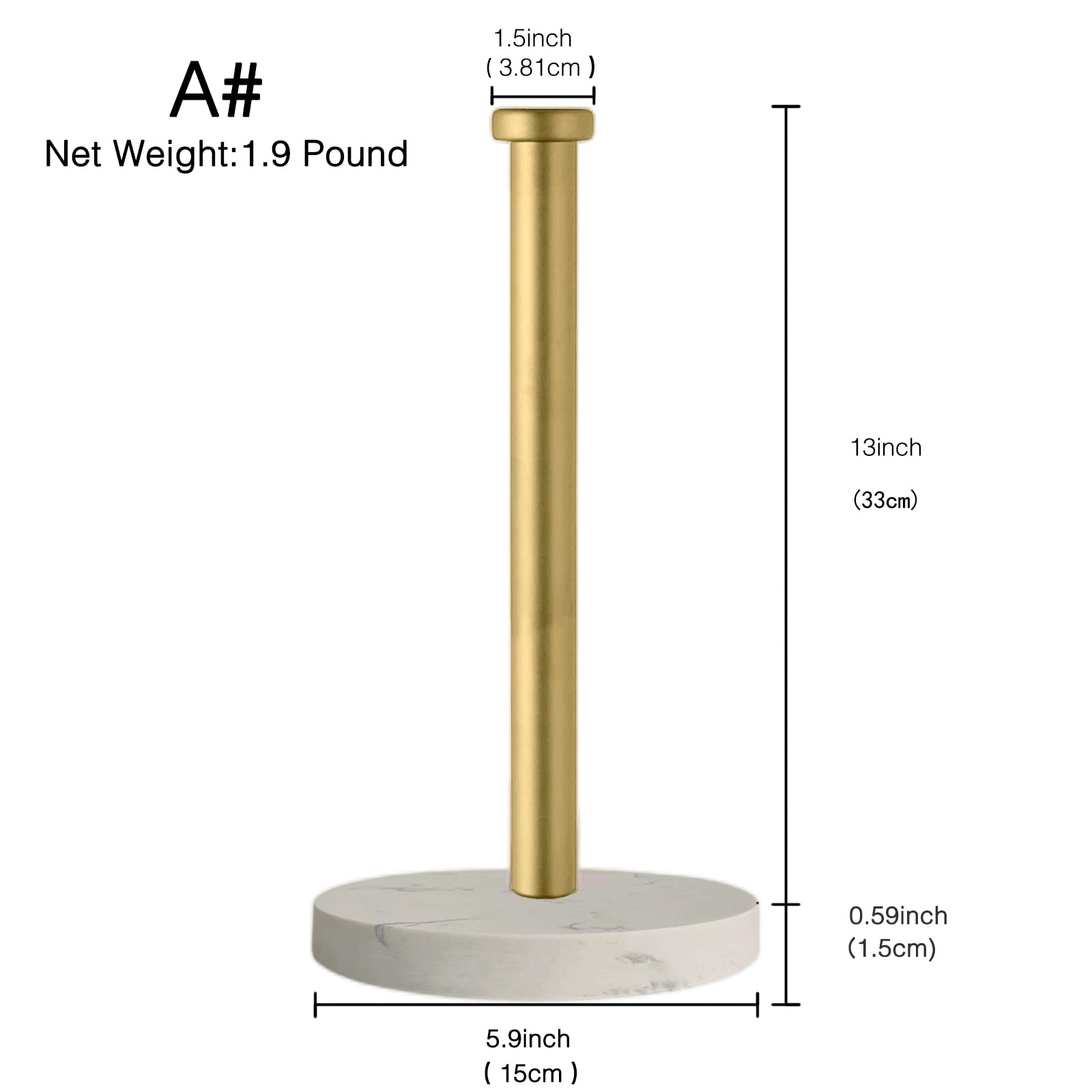 Elegant Gold Marble Paper Towel Holder - Sturdy Countertop Stand with Weighted Base for One-Handed Use | Perfect for Kitchen, Bathroom, Office & Restaurant Decor