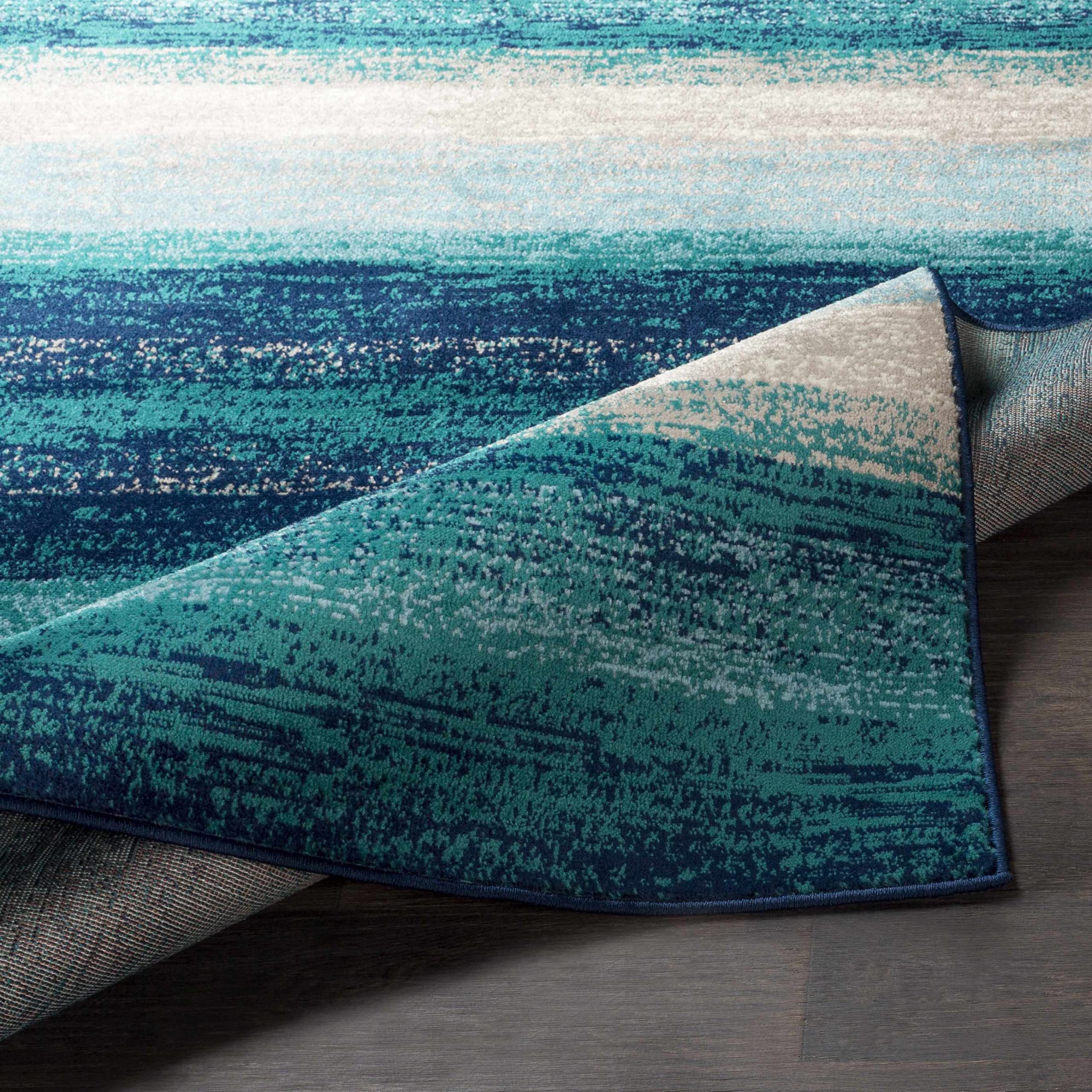 Hauteloom Peosta Modern Blue and Beige Area Rug 7'10