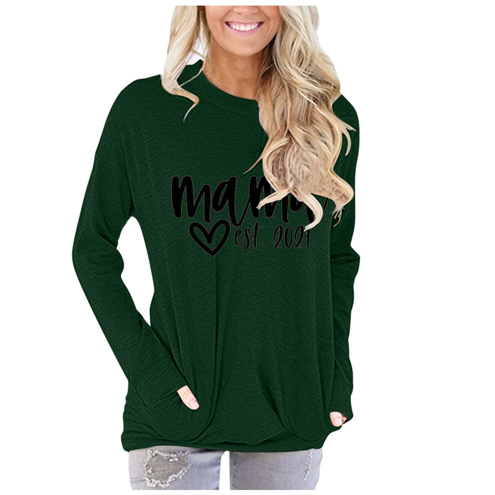 Huarll Women's Long Sleeve Printed T-Shirt - Casual Crewneck Fashion Top for Everyday Wear | Perfect for Work, Weekend Outfits & Layering