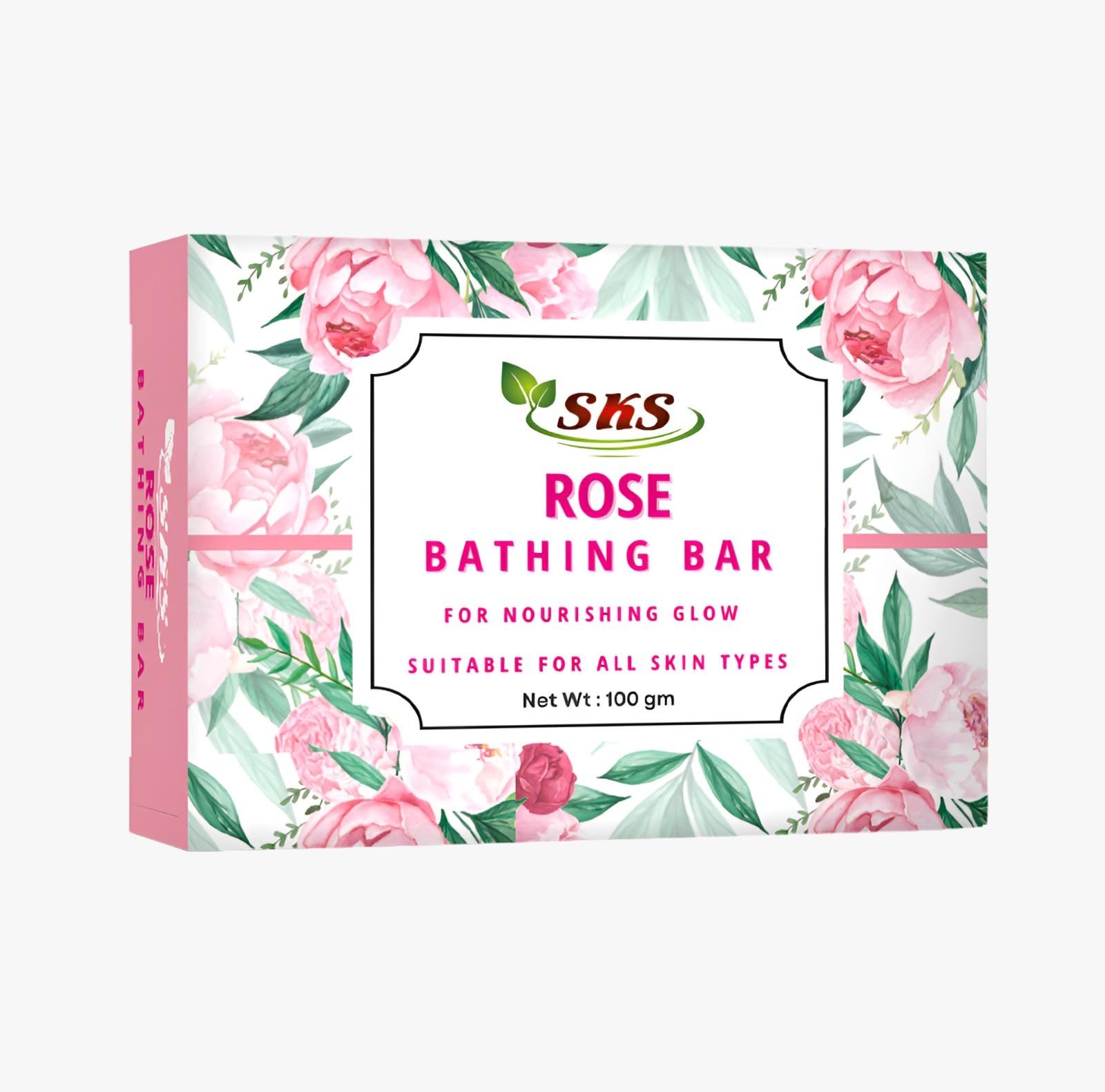 Natural SKS Rose & Pomegranate Bathing Soap Bar - Gentle Cleansing for All Skin Types, Unisex, 4x100g Pack | Moisturizing, Aromatherapy, Gift for Spa & Daily Skincare