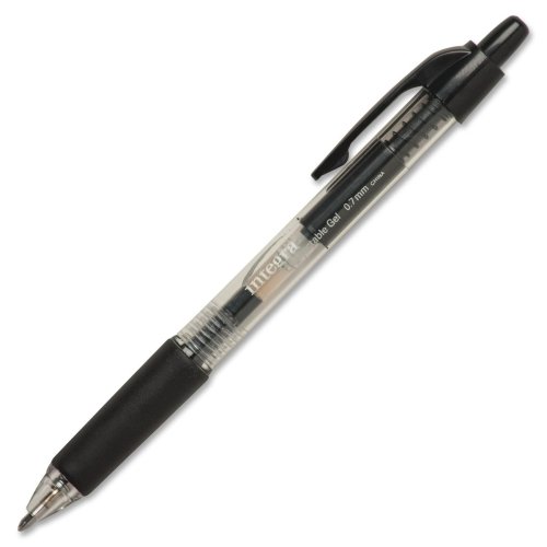Integra Retractable Gel Pen 0.7mm Black Ink - 12 Pack for Office & School Use