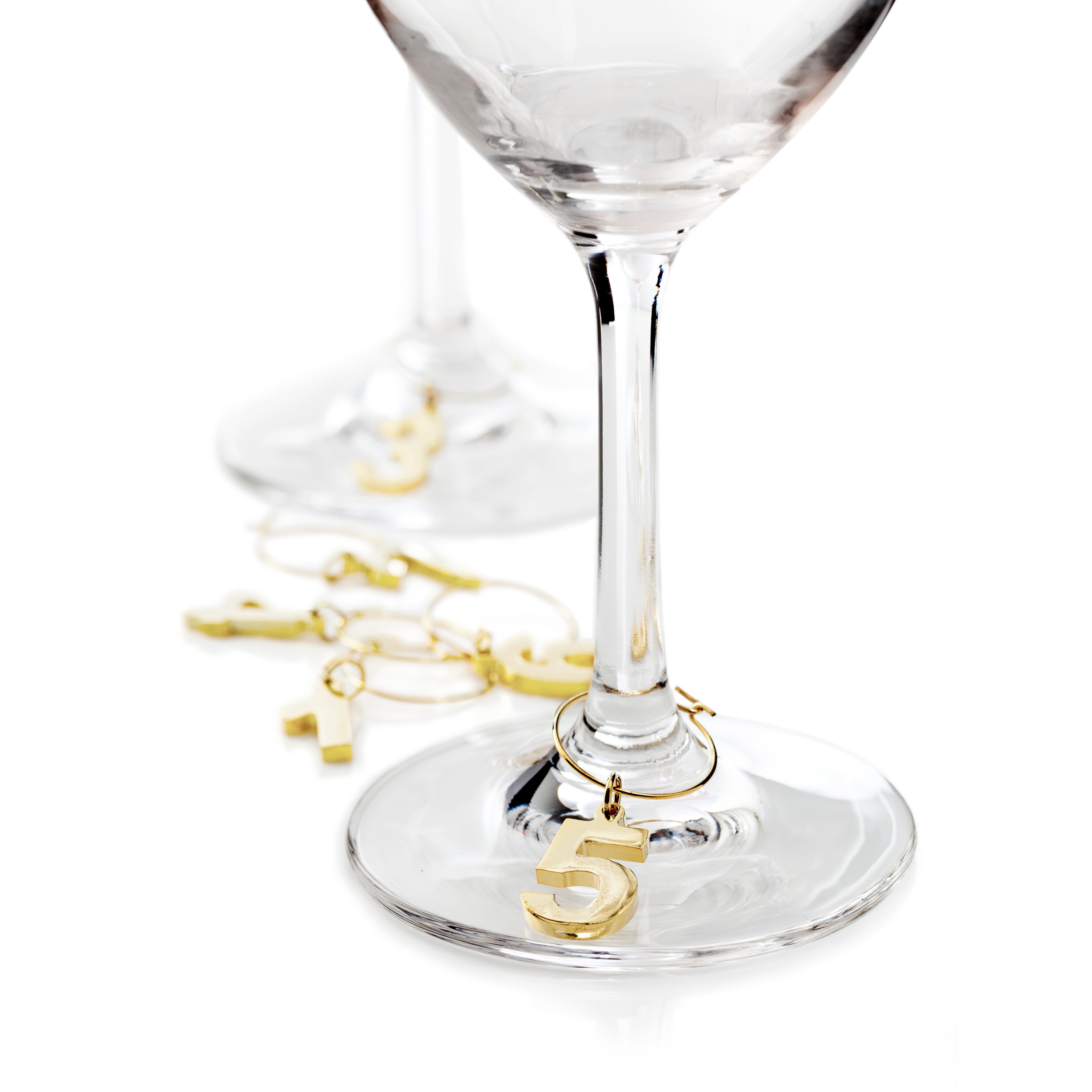 Elegant Gold Plated Wine Charms Set - 6 Unique Designs for Glass Marking - Perfect for Parties, Weddings & Hostess Gifts