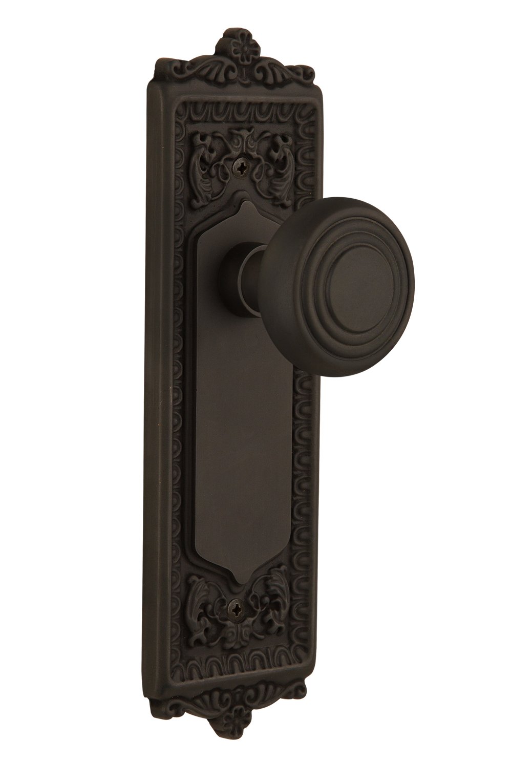 Nostalgic Warehouse Egg & Dart Plate with Deco Knob - Double Dummy in Oil-Rubbed Bronze | Vintage-Inspired Cabinet Hardware for Kitchen & Bathroom Renovation