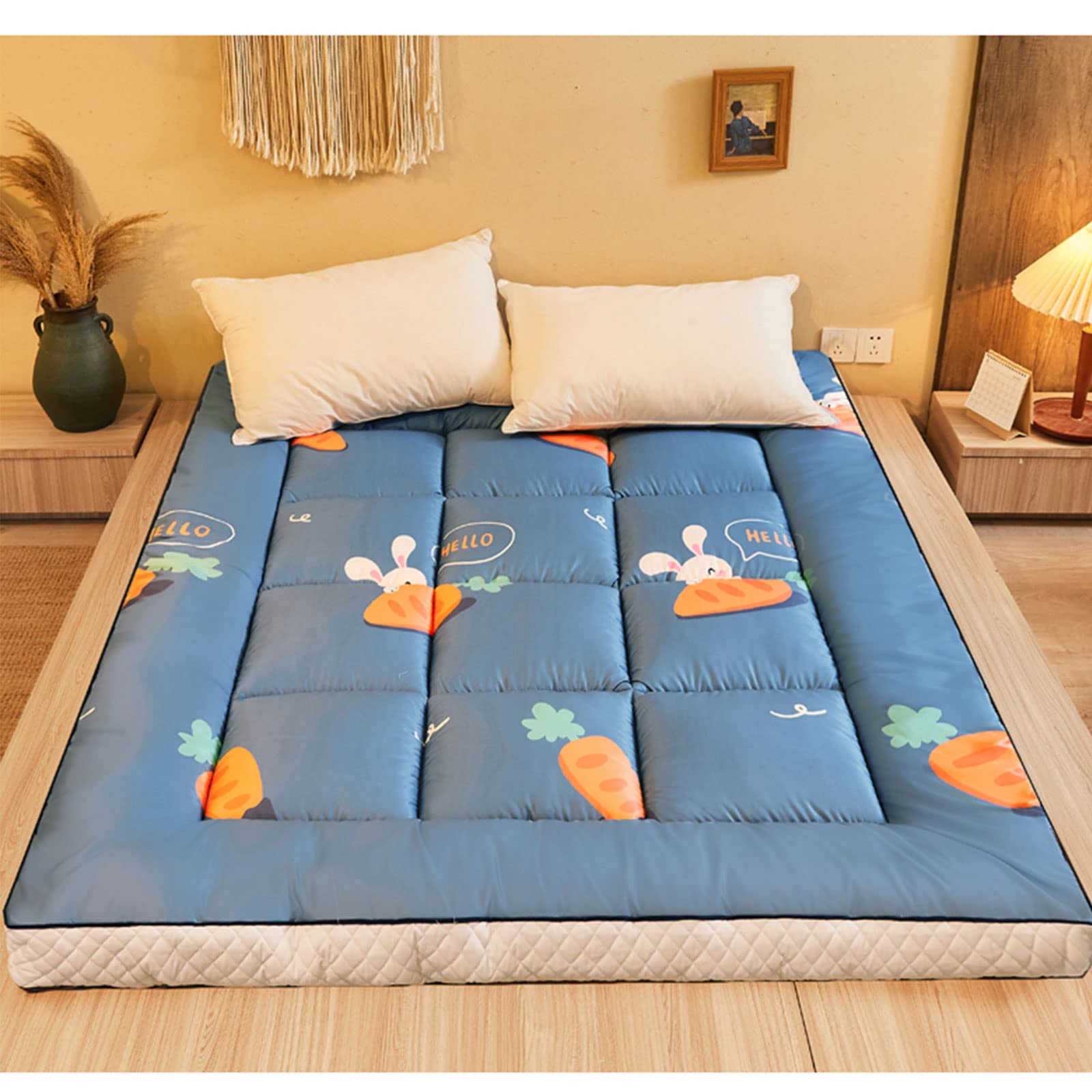 WENNEW Japanese Floor Futon Mattress - Foldable Tatami Mat for Sleeping, Queen Size | Portable Roll-Up Bed for Camping, Guest Room & Minimalist Home Decor | Comfortable Floor Sleeping Solution for Adults