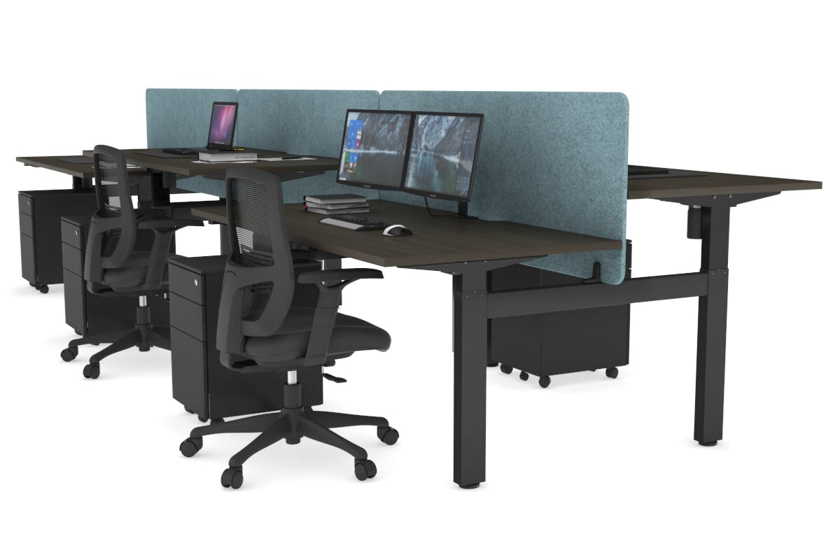 Adjustable 6-Person H Bench Workstation - Black Frame [1200L x 800W with Cable Management] for Office, Coworking Space & Conference Room