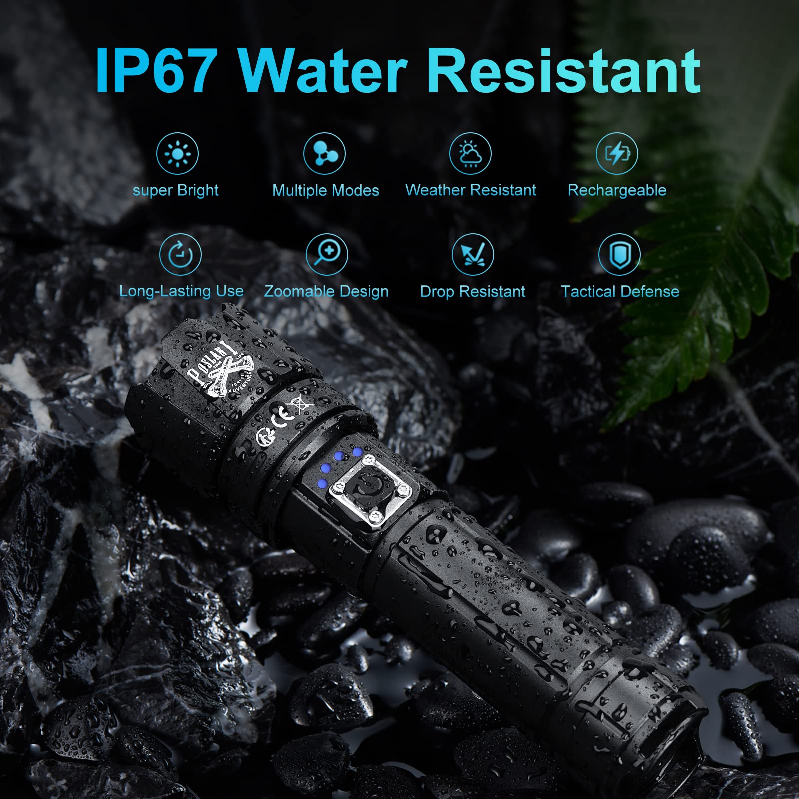 950,000 Lumens Rechargeable LED Flashlight - Ultra Bright Tactical Flashlight with Waterproof Design for Camping, Emergency, Hiking & Outdoor Adventures | Perfect Gift for Men & Survival Enthusiasts