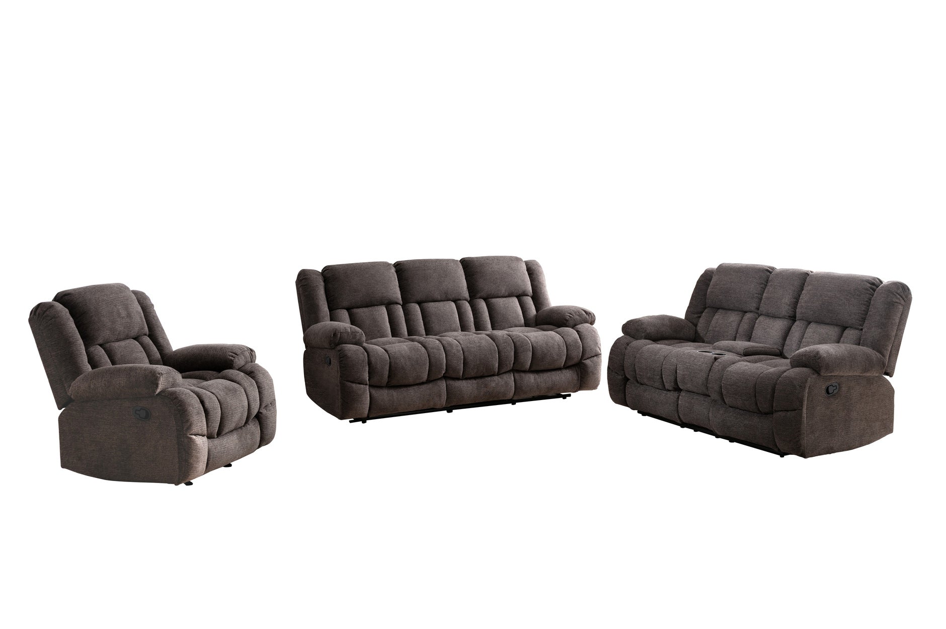 **Grey Presley Collection 3-Piece Reclining Sofa Set - Comfortable Living Room Furniture for Relaxation & Entertainment**