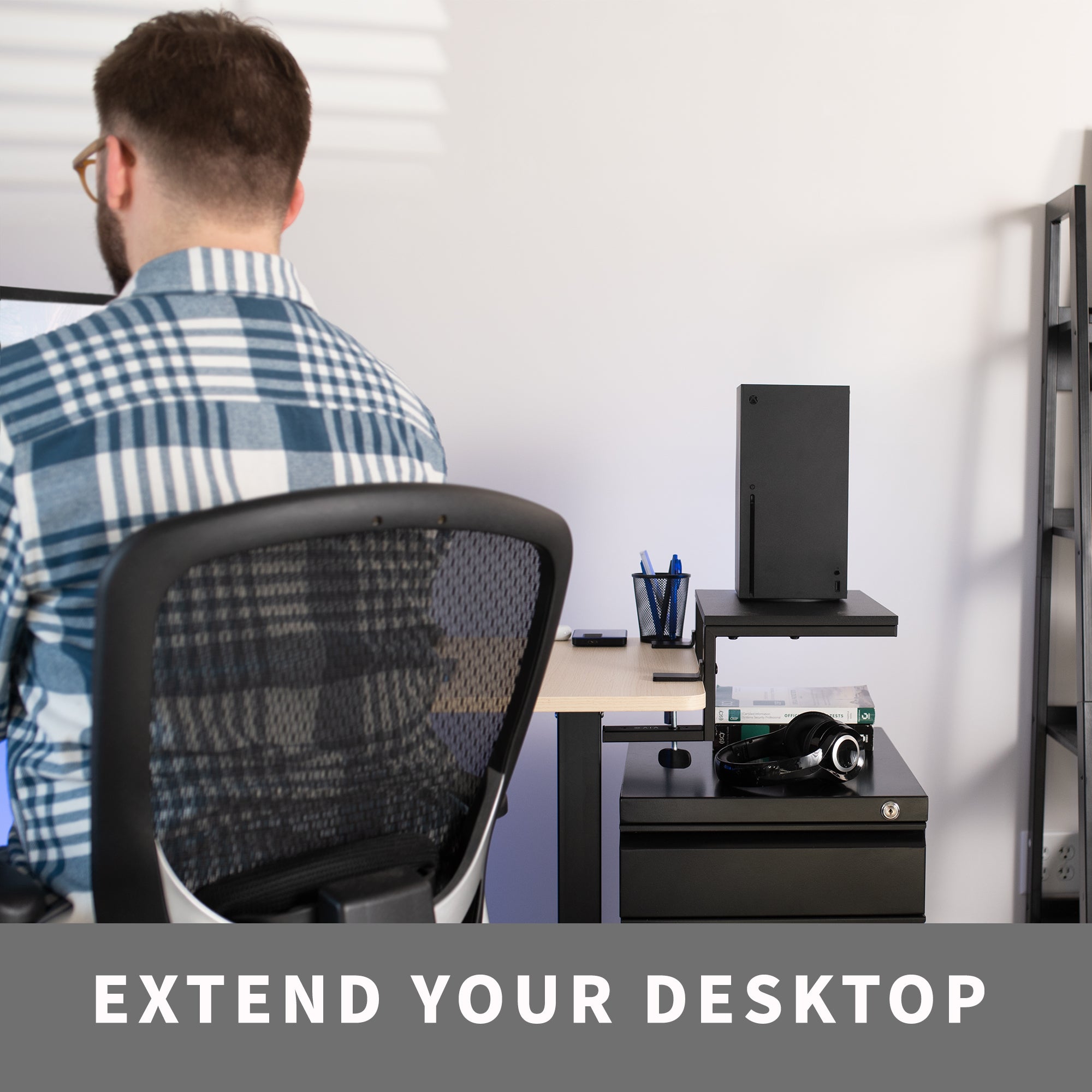 Versatile Clamp-On Desktop Shelf Riser - Space Saving Organizer for Home Office, Kitchen, or Dorm Room - Perfect for Monitors, Laptops, Books & Storage
