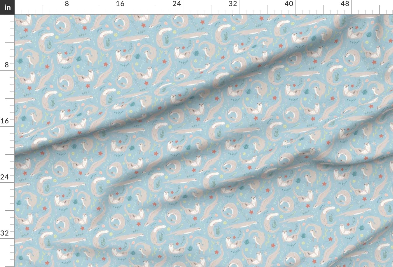 Otters Sea Ocean Printed Minky Fabric Fat Quarter - Soft Plush Fabric for Sewing Baby Blankets, Quilt Backing & DIY Crafts - Perfect for Nursery Decor, Baby Gifts & Cozy Home Projects