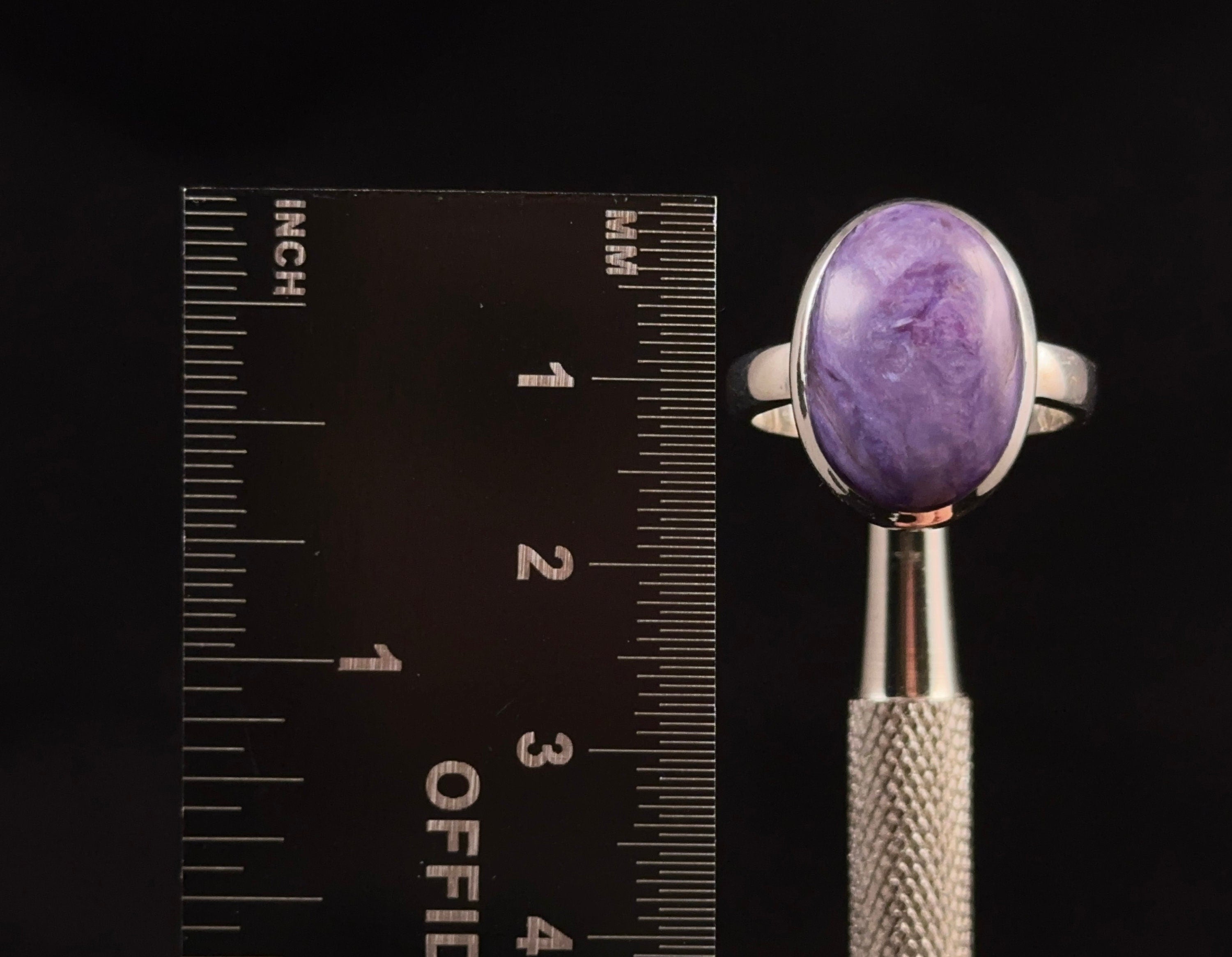 CHAROITE Crystal Ring Size 7.75 - Sterling Silver Gemstone Jewelry for Women | Healing Crystal Ring for Meditation, Energy Balancing & Spiritual Gifts