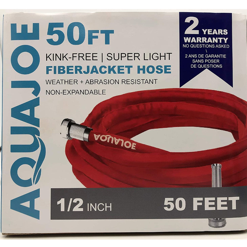 AQUAJOE 50Ft Expandable Garden Hose - Lightweight, Durable, No-Kink Flexible Water Hose for Lawn, Yard, Car Washing & Outdoor Watering | Perfect for Gardening, Cleaning & Home Use