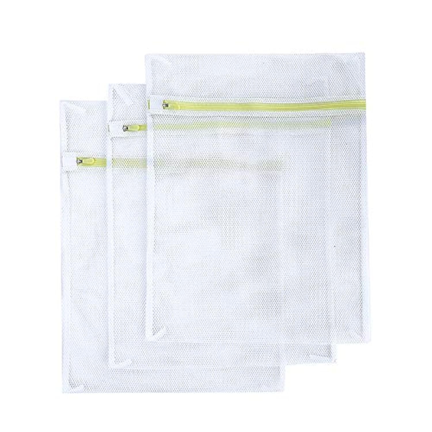 Premium 3-Pack Large Mesh Laundry Bags - Thick Durable Polyester Wash Bags for Jeans, Lingerie, Socks, Bras & Sweaters - Perfect for Washing Machine & Dryer Use - Ideal for Travel, College Dorms & Delicate Garment Care