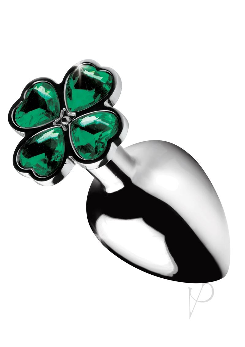 Booty Sparks Lucky Clover Gem Medium Anal Plug - Green | Comfortable Silicone Butt Plug for Women & Men | Perfect for Couples Play, BDSM & Sensual Enhancement