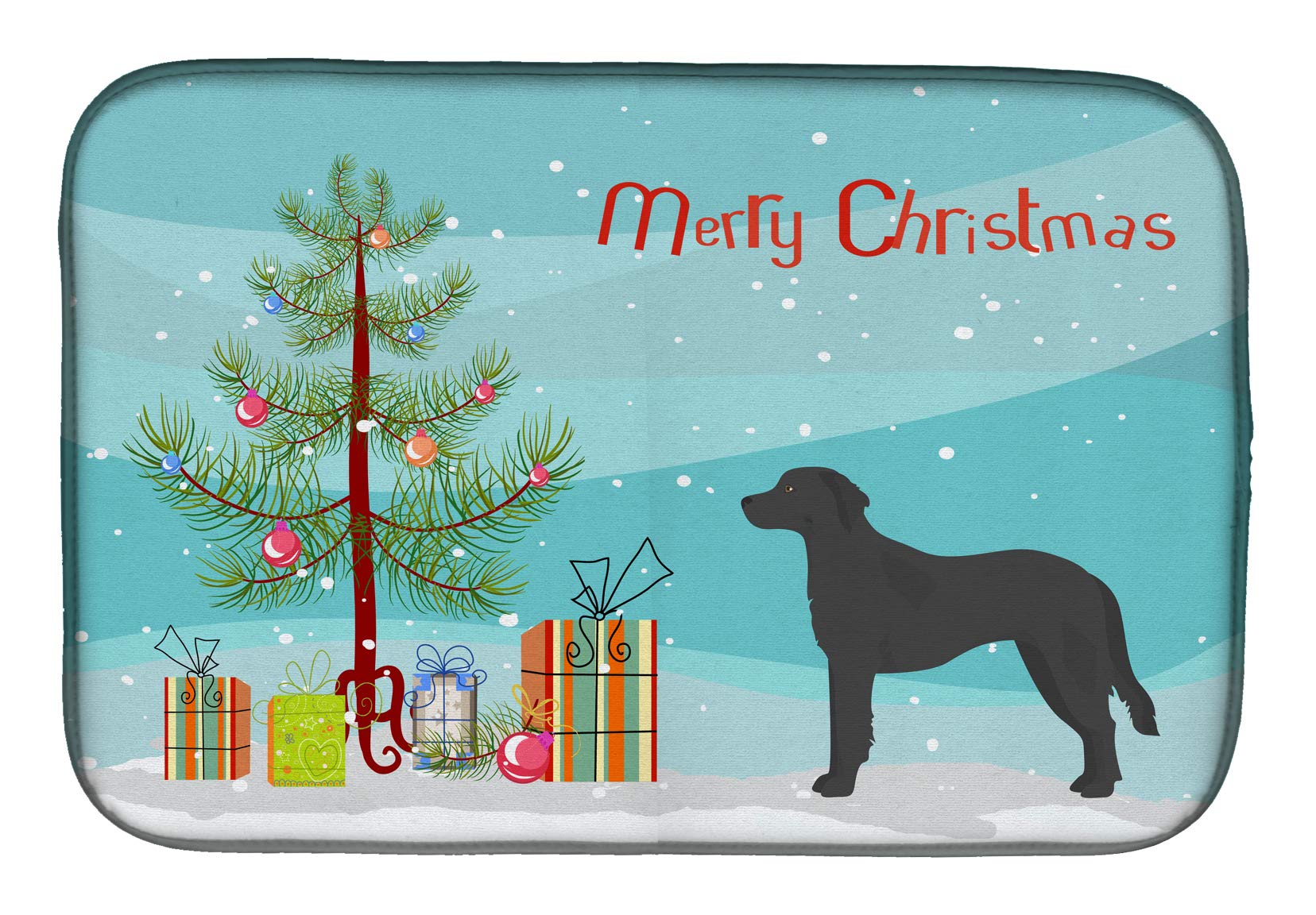 Black Goldador Christmas Tree Dish Drying Mat - Absorbent Kitchen Counter Mat (14