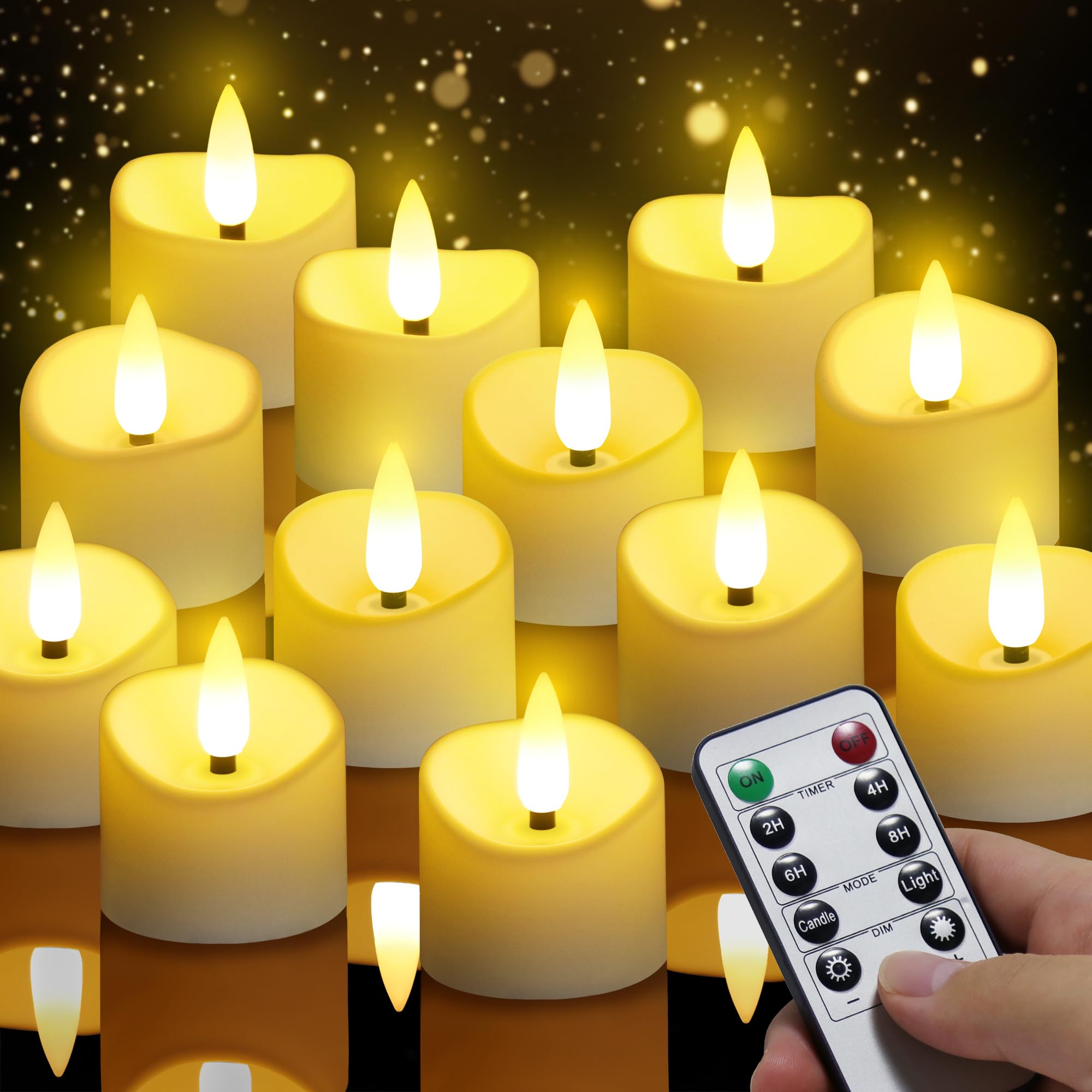 Daphomeu 12-Pack Flameless LED Candles with Remote & Timer, Flickering Electric Candles for Weddings, Parties, Halloween, Christmas - Perfect for Home Decor, Romantic Dinners & Holiday Centerpieces