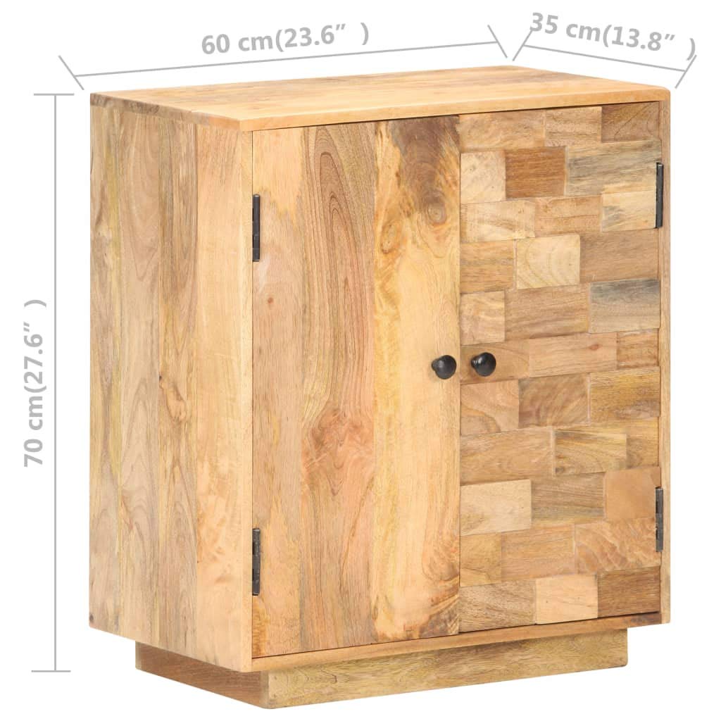 Rustic Solid Mango Wood Side Cabinet - 23.6