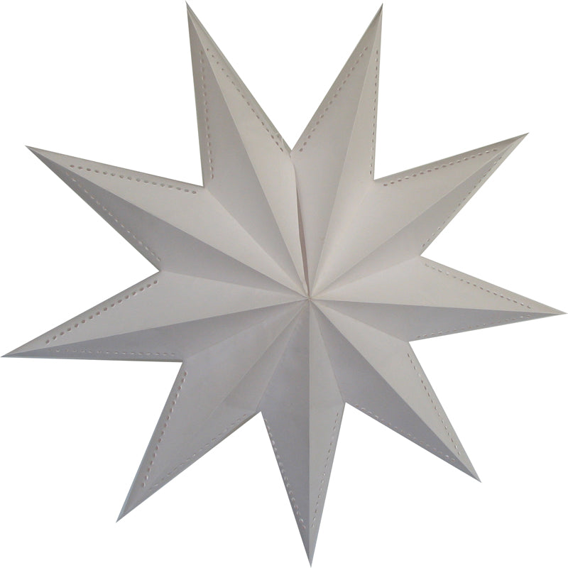 30-Pack 9-Point White Laminate Paper Star Lanterns - Elegant Hanging Wedding & Party Decorations for Indoor/Outdoor Events, Baby Showers & Festive Celebrations