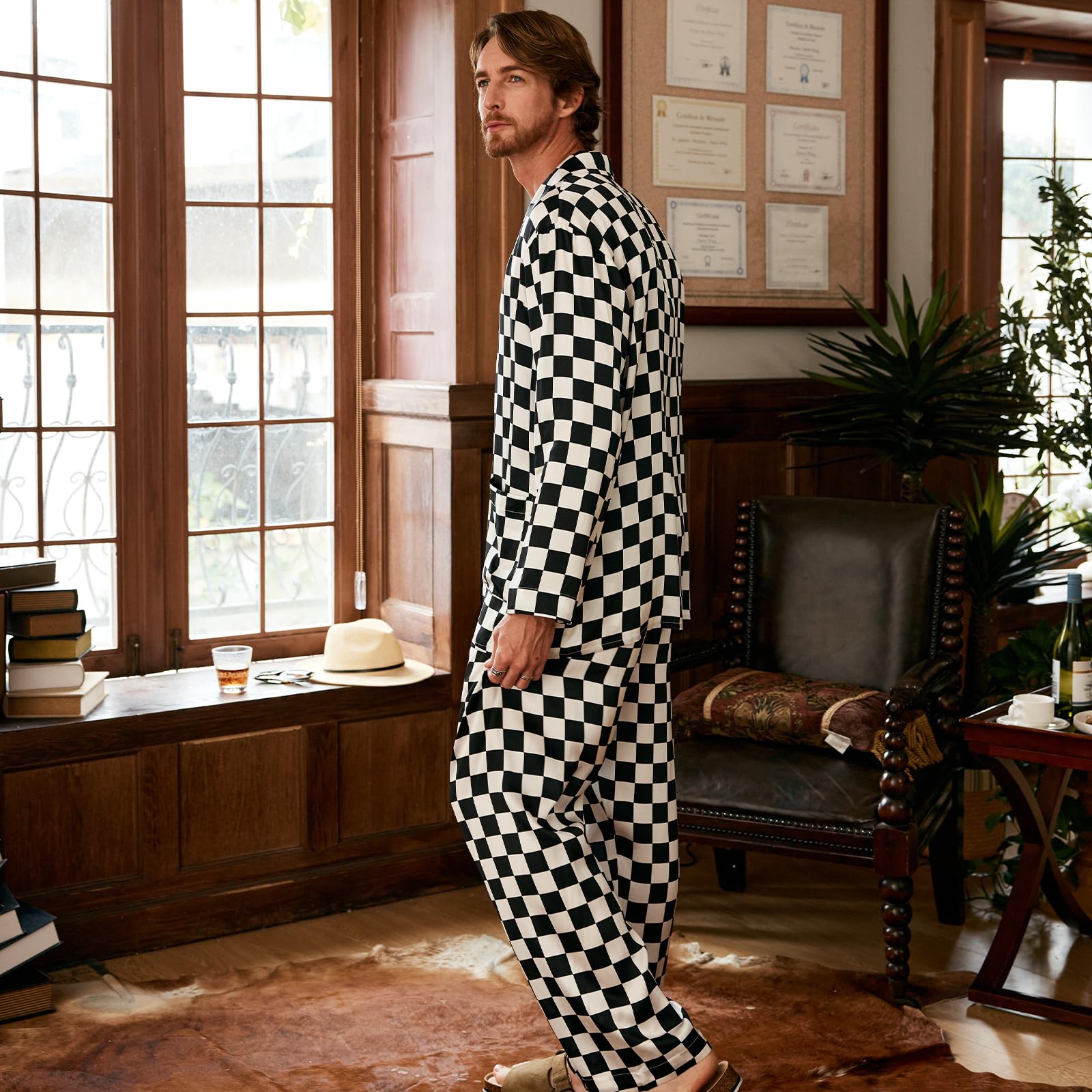 Luxury COLD POSH Men's Silk Pajama Set - 100% Pure Silk Long Sleeve Sleepwear with Button Down Shirt & Pants - Perfect for Relaxation, Lounging & Gift Giving