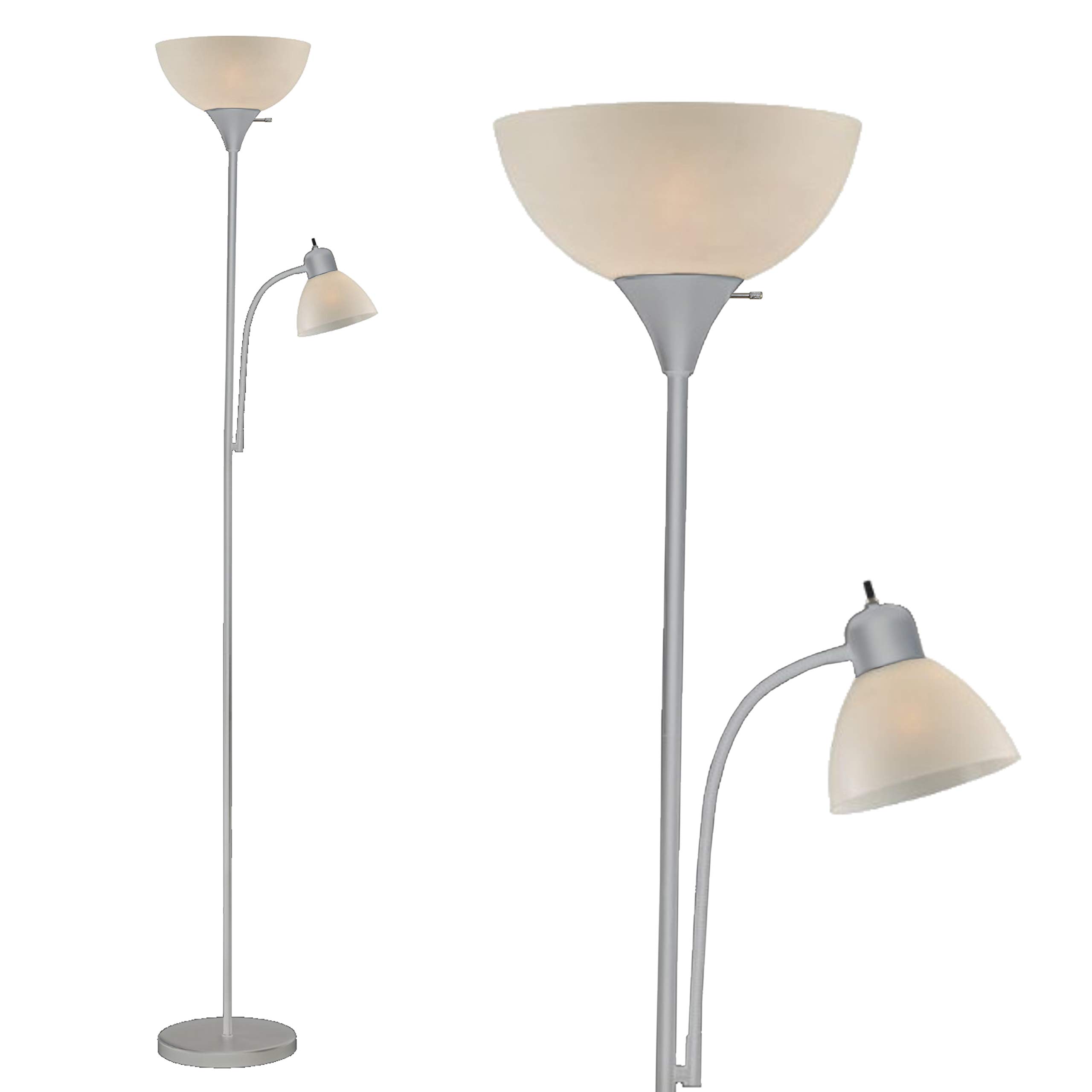 LIGHTACCENTS Adjustable Silver Floor Lamp with Reading Light - 72