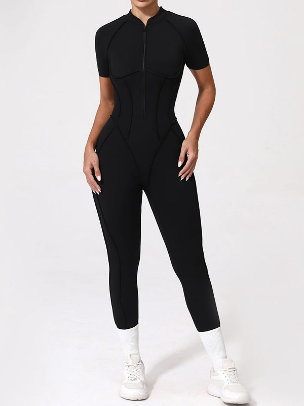 ZASUWA Women's Sexy Backless Zipper Scrunch Bum Jumpsuit - Stretchy Bodycon Romper for Clubwear, Night Out & Date Night