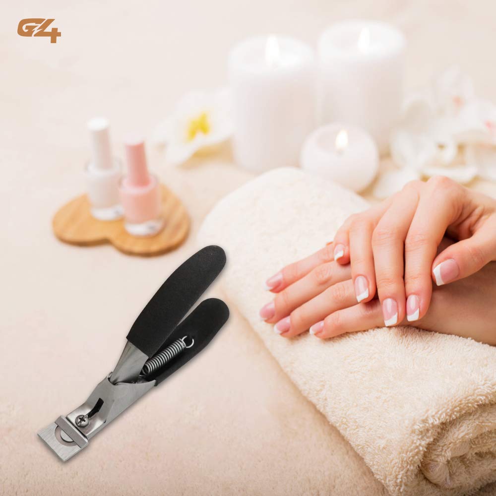 Professional Acrylic Nail Clipper & Cutter - False Artificial Nail Trimmer for Manicure & Pedicure - Black & Silver Design - Perfect for Salon, Home Use & DIY Nail Art